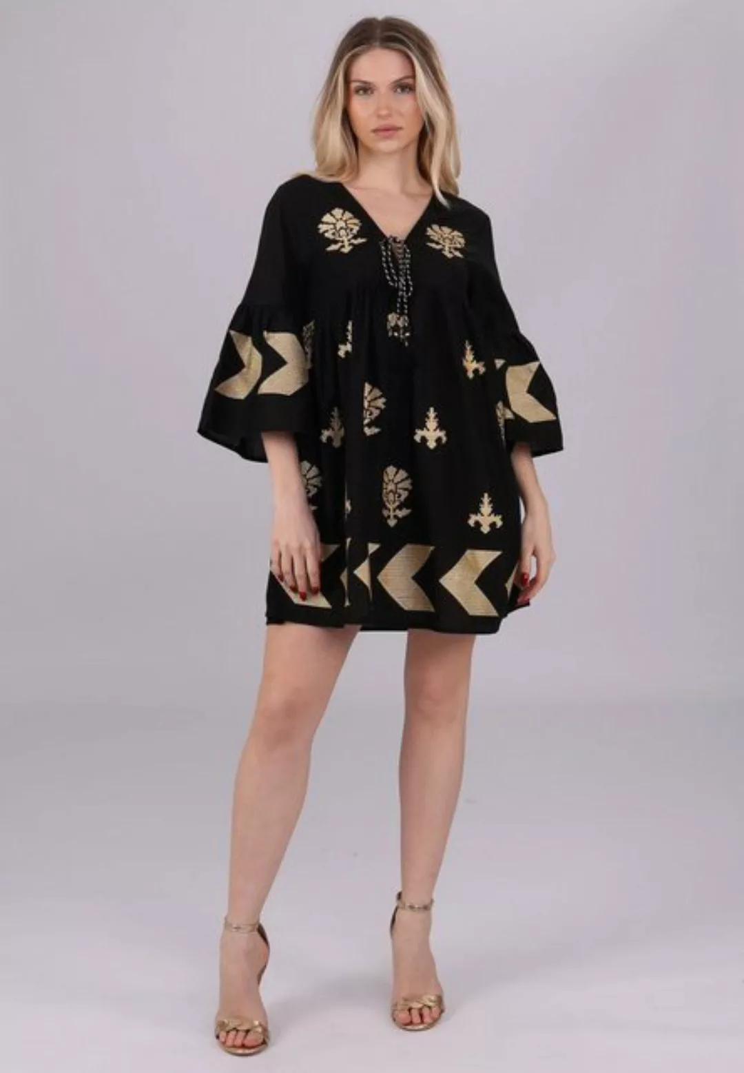 YC Fashion & Style Tunikakleid "Handgefertigte Boho-Chic Tunika mit Goldsti günstig online kaufen