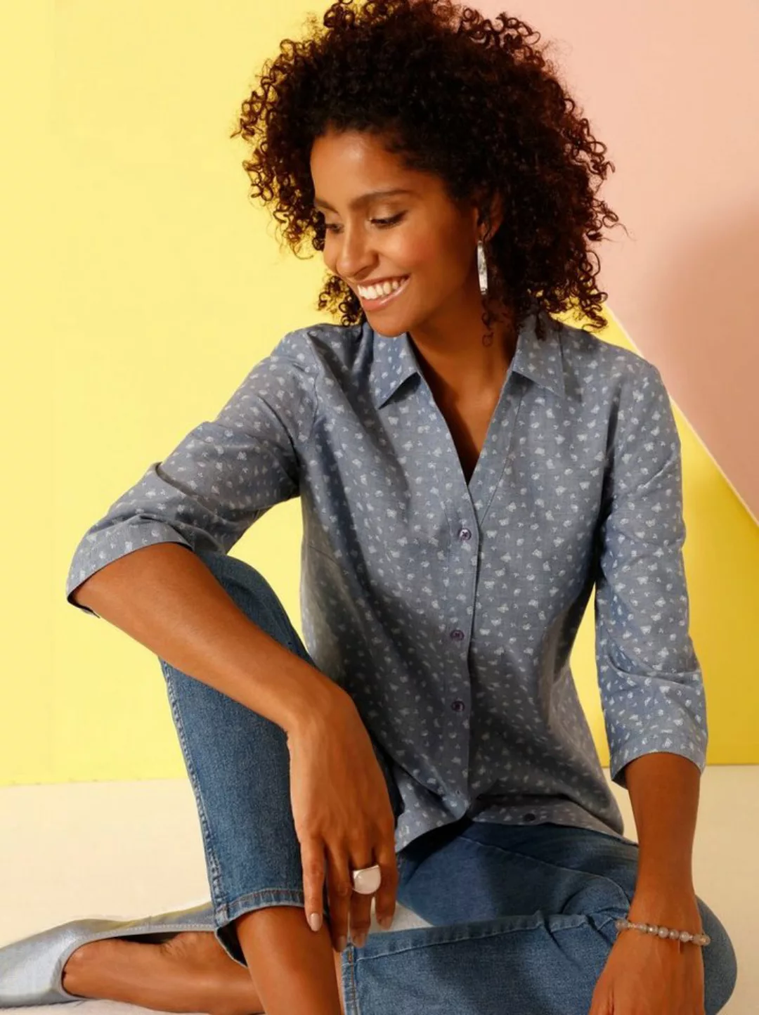 Sieh an! Klassische Bluse Jeansbluse günstig online kaufen