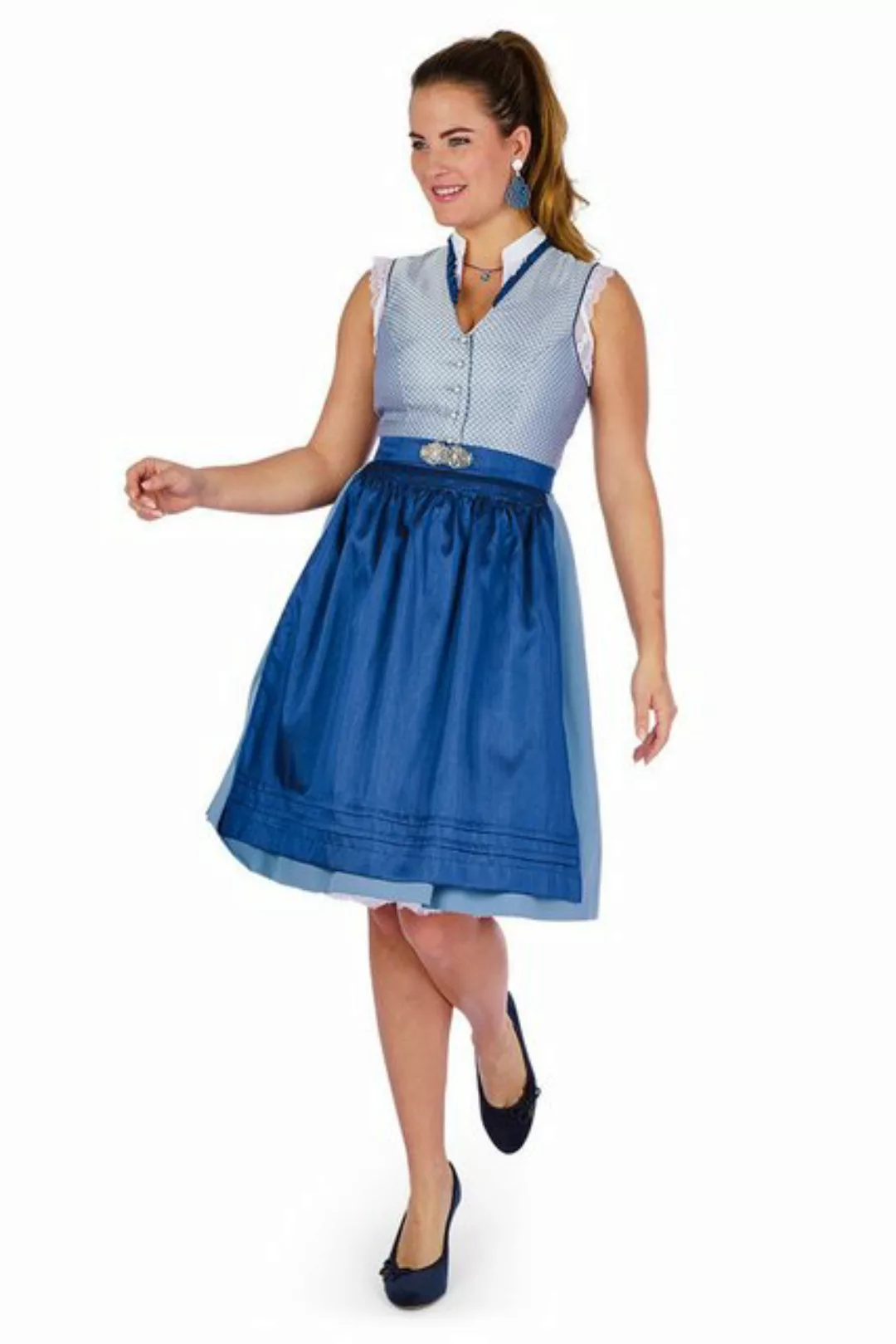 Spieth & Wensky Dirndl Midi Dirndl 2tlg. - ANNABEL - silber/hellblau/marine günstig online kaufen