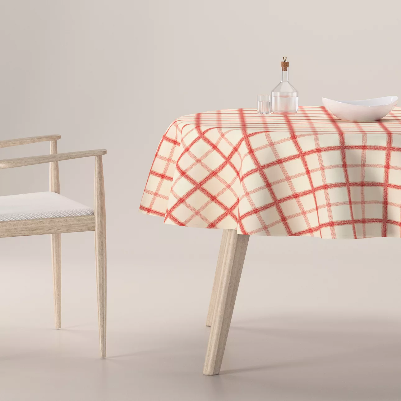 Runde Tischdecke, rot-creme, Avinon (131-15) günstig online kaufen