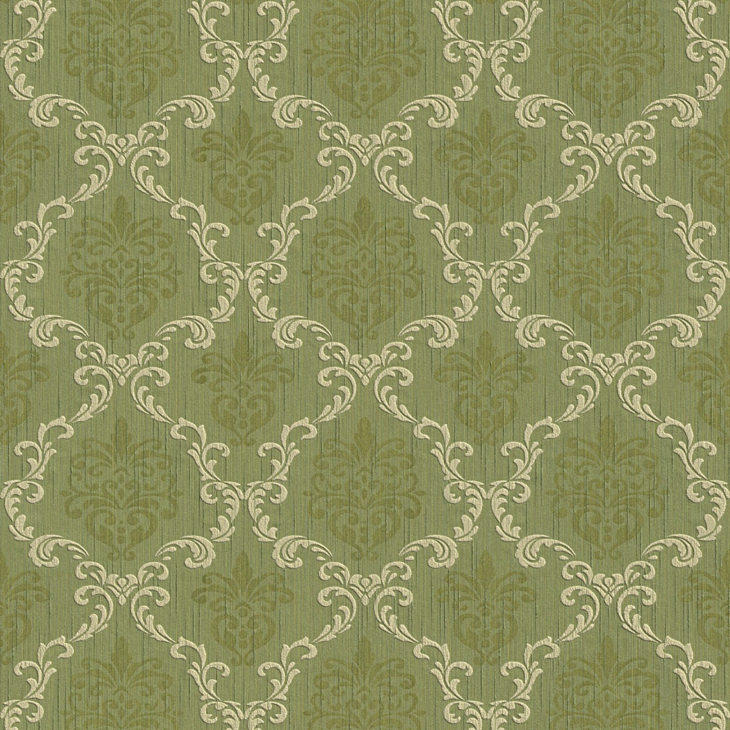 Bricoflor Grüne Barock Tapete Elegant Ornament Vliestapete mit Textil Muste günstig online kaufen