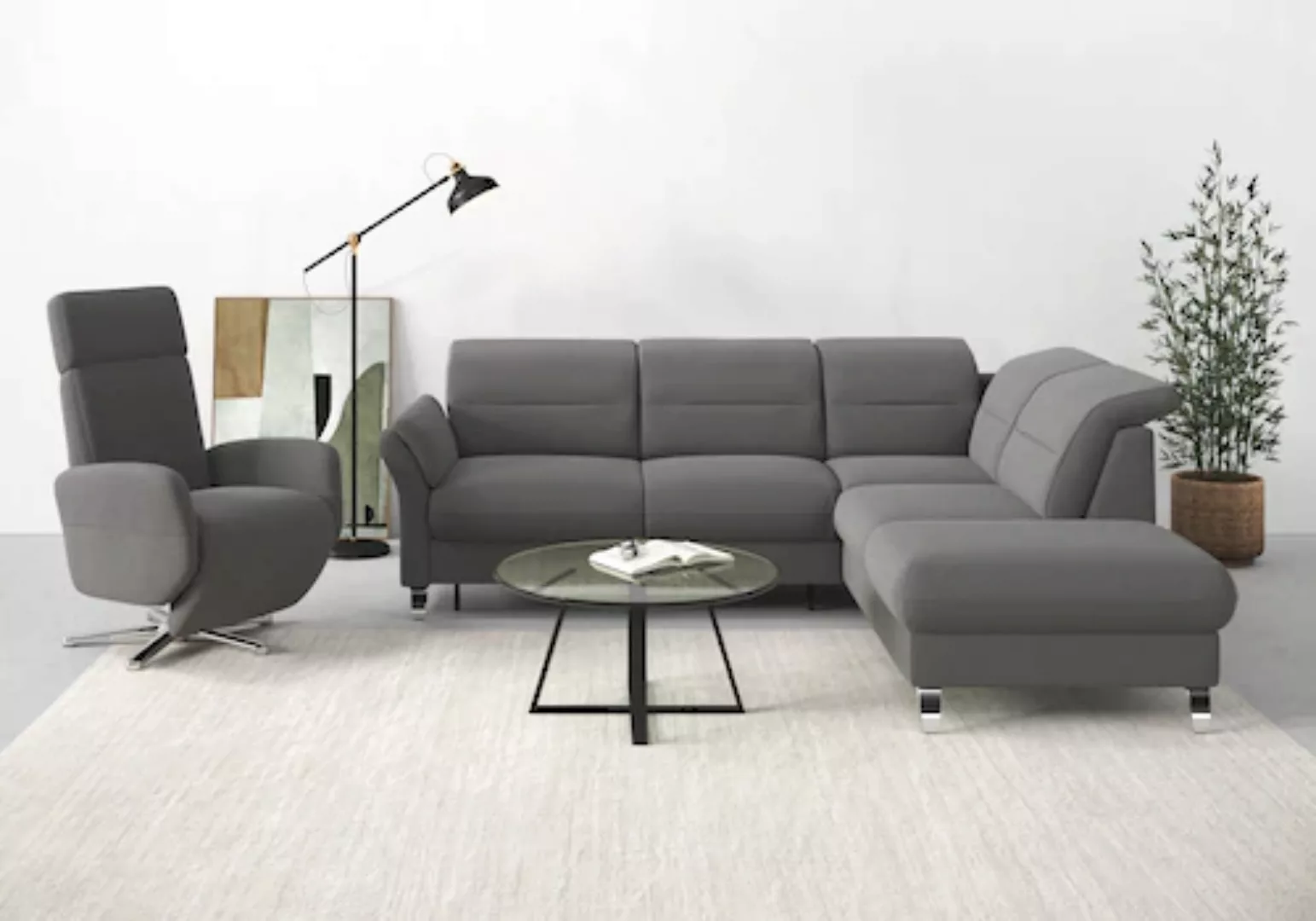 sit&more Ecksofa "Grenoble L-Form", Federkern, wahlweise mit Bettfunktion, günstig online kaufen