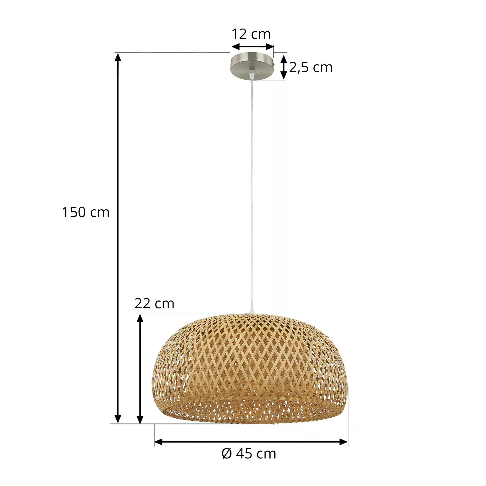 Lindby Jadwiga Hängeleuchte Ø 45 cm aus Bambus günstig online kaufen