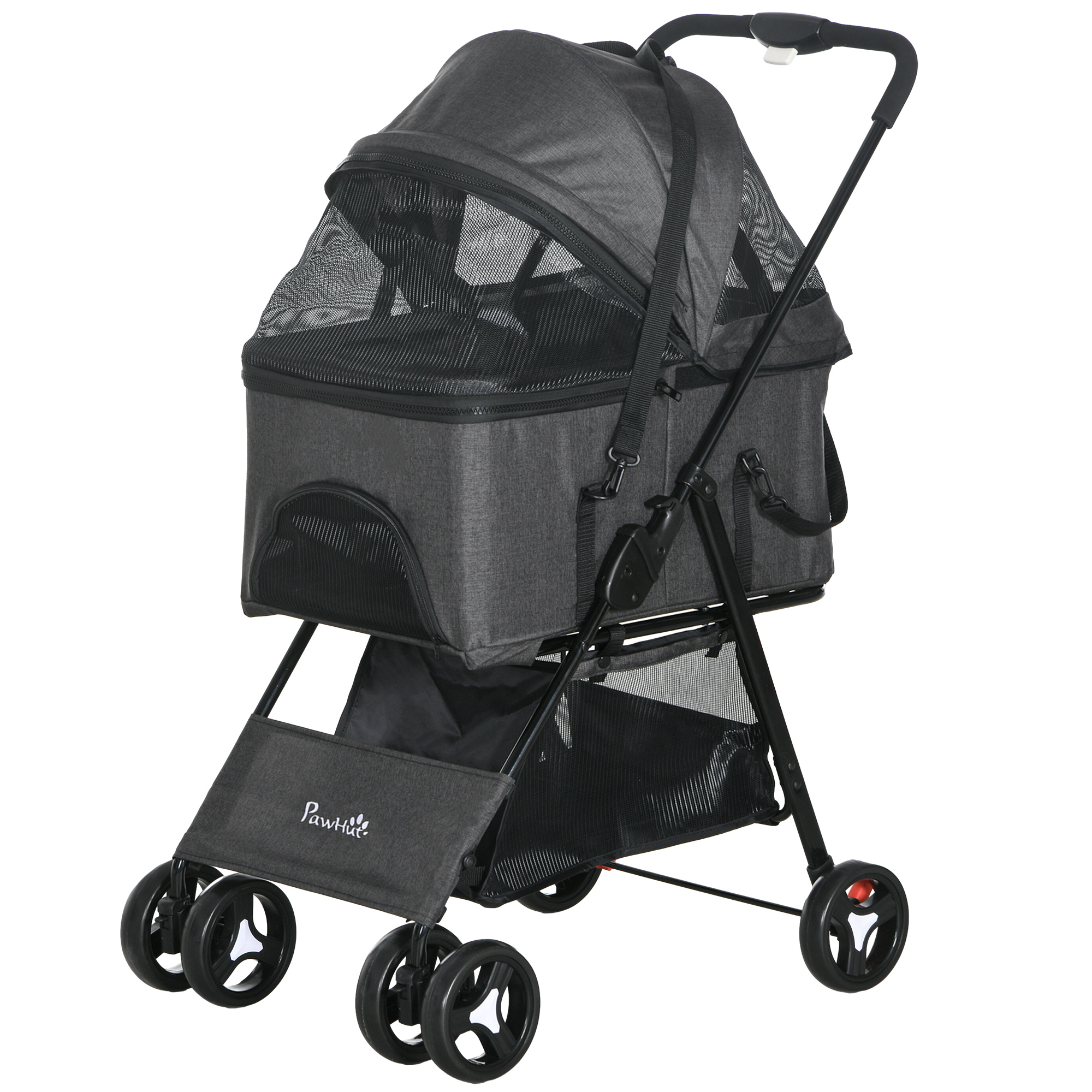 PawHut Hundekinderwagen 3-in-1, klappbarer Buggy für Haustiere, 4 Räder, Tr günstig online kaufen