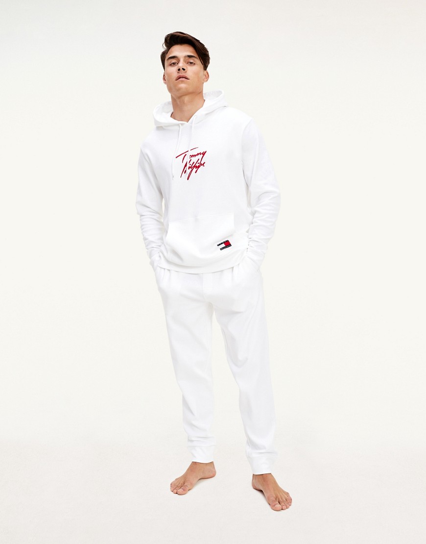 Tommy Hilfiger – Lounge – Jogginghose in Weiß mit Logobund günstig online kaufen