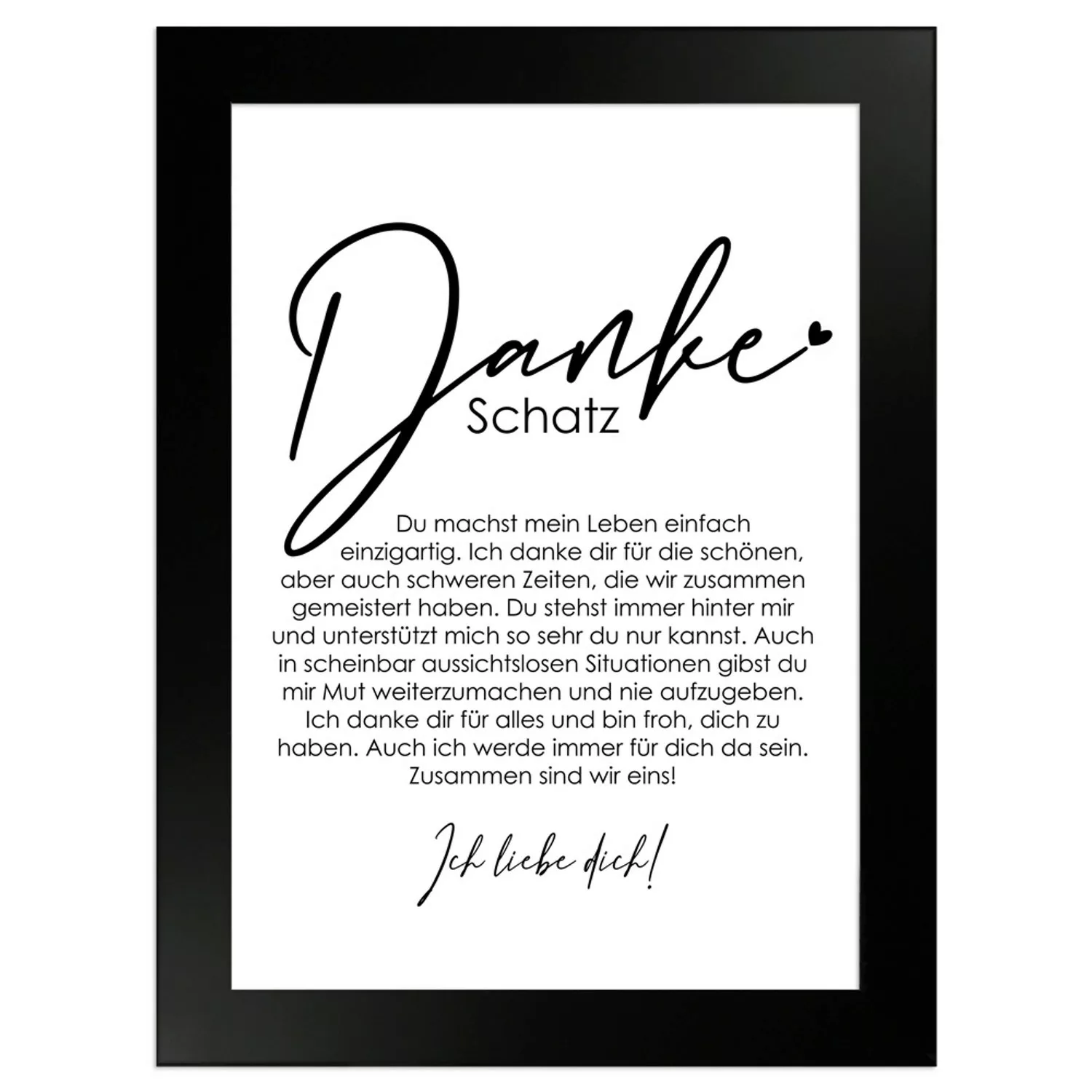 WANDStyle Gerahmtes Poster Danke Schatz 13 x 18 cm Geschenkidee für Partner günstig online kaufen