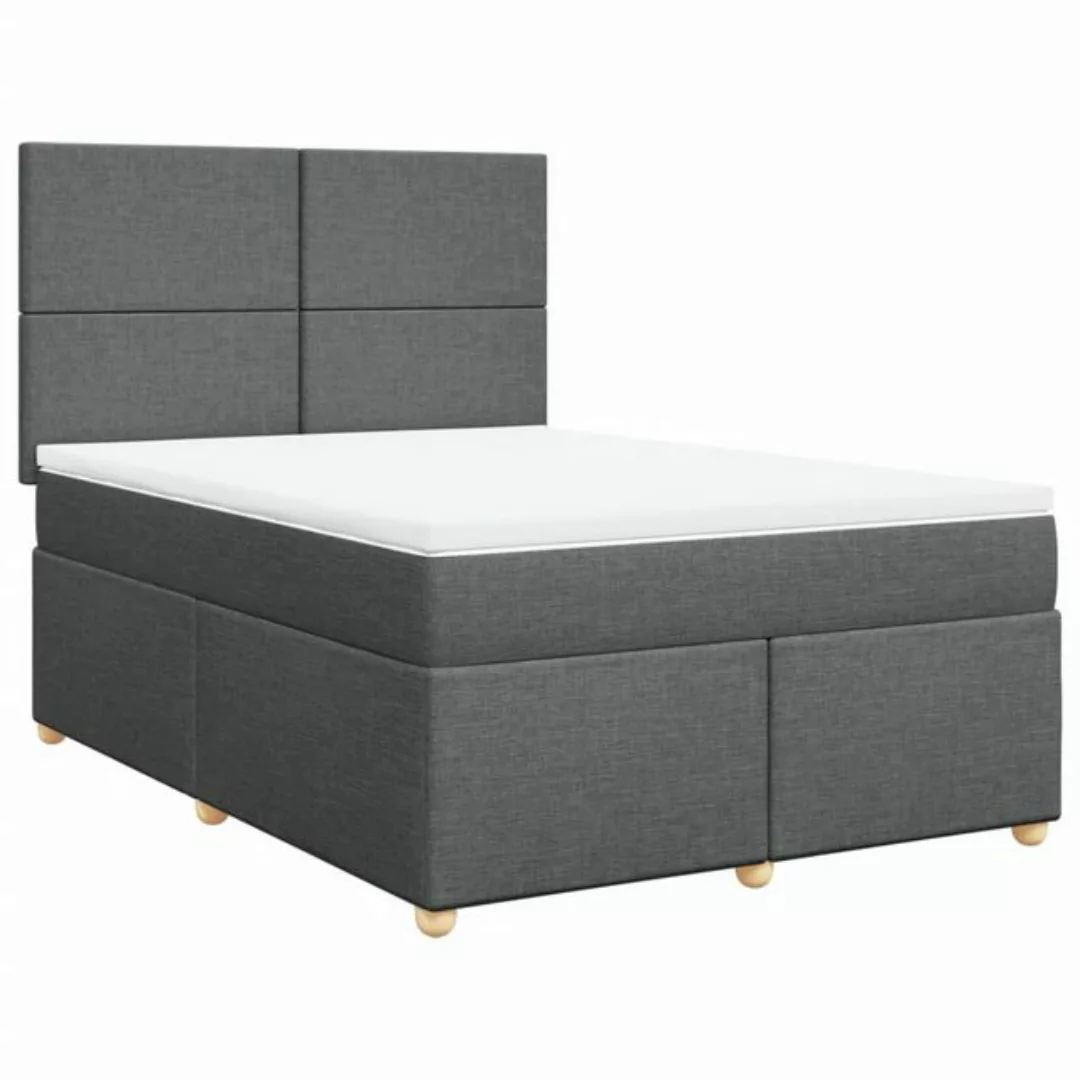 vidaXL Boxspringbett, Boxspringbett mit Matratze Dunkelgrau 160x200 cm Stof günstig online kaufen