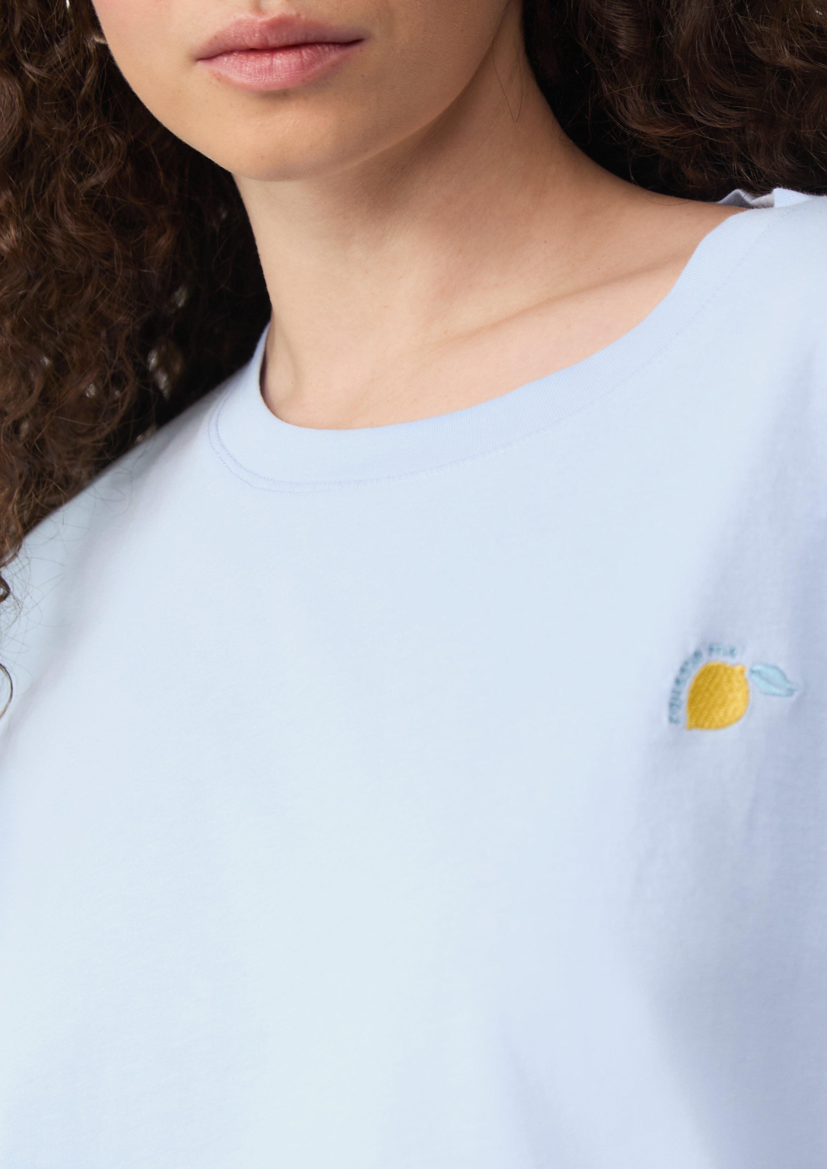 QS Kurzarmshirt lässiges Shirt mit angeschnittener günstig online kaufen