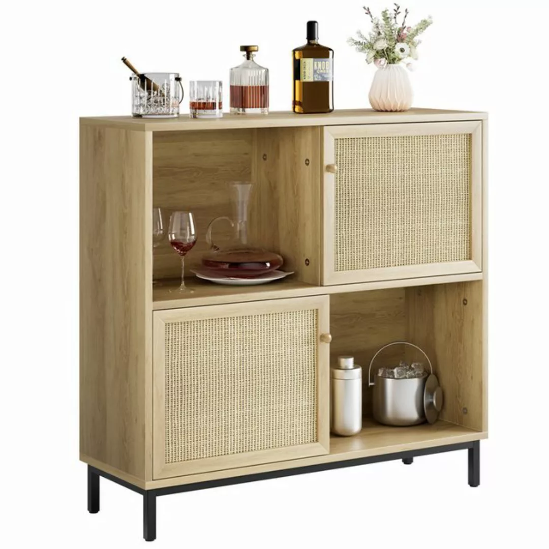 GarveeMore Beistellschrank Buffetschrank mit Stauraum, Rattan-Sideboard, Sc günstig online kaufen