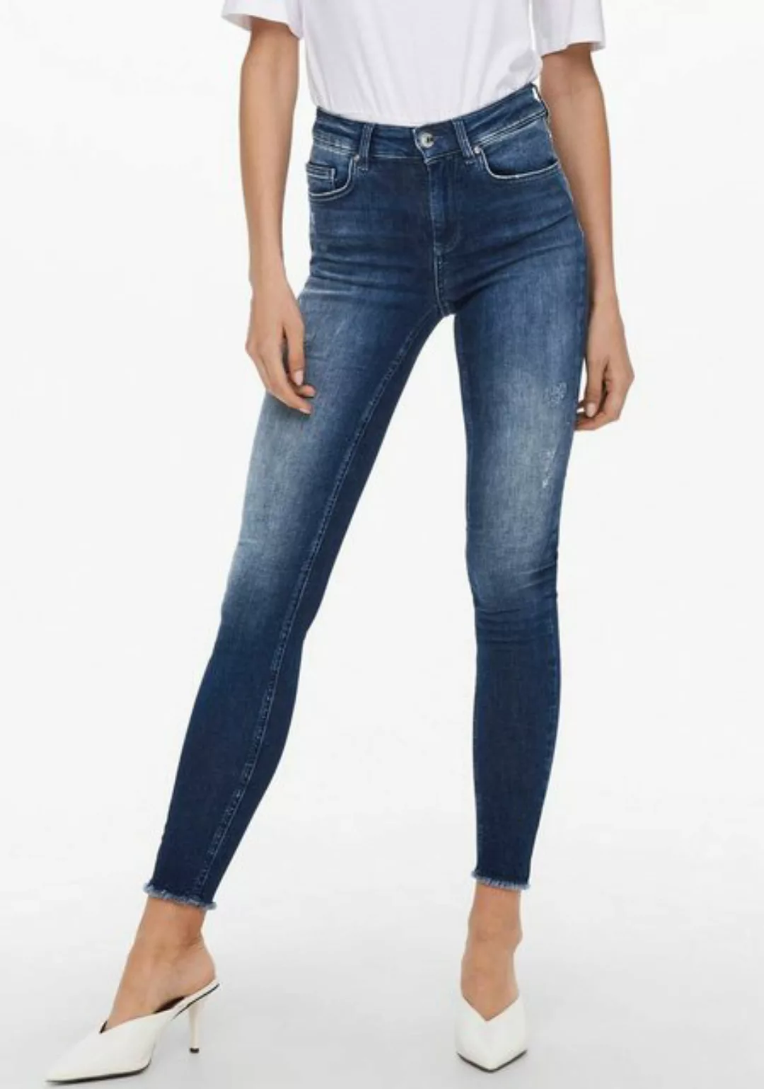 ONLY Skinny-fit-Jeans ONLBLUSH LIFE MID SK ANK RAW günstig online kaufen