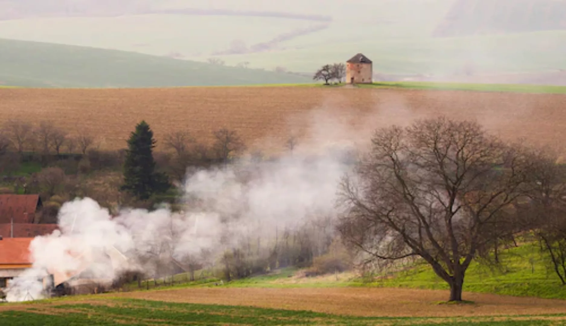 Papermoon Fototapete »Feld mit Rauch« günstig online kaufen