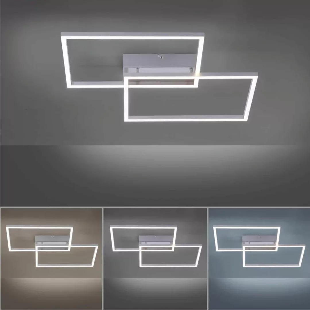 famlights | LED Deckenleuchte Alice in Silber 2x20W 4800lm günstig online kaufen