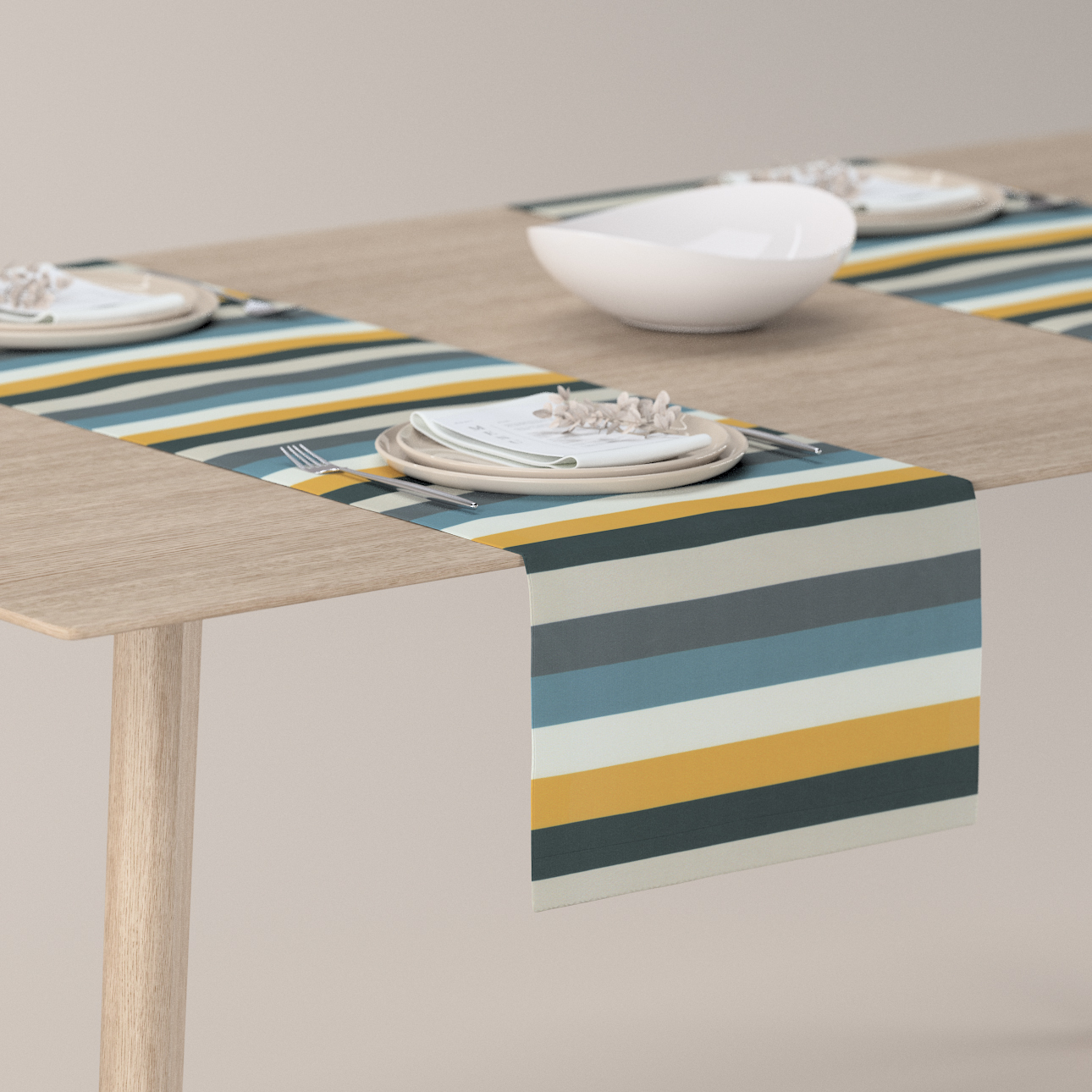 Tischläufer, blau-gelb-grau, 40 x 130 cm, Vintage 70's (143-59) günstig online kaufen