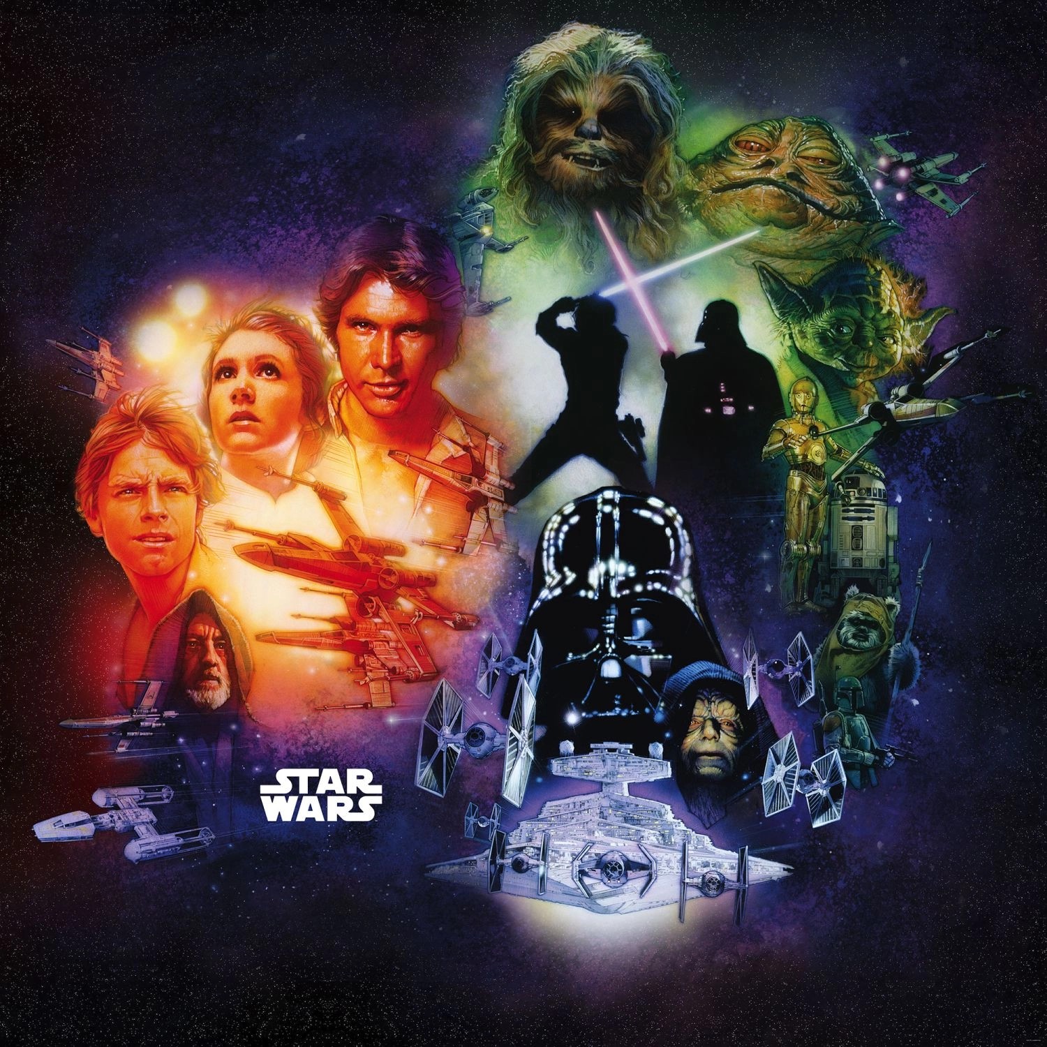 Disney Fototapete Star Wars Collage Multicolor 250 x 250 cm 610065 günstig online kaufen