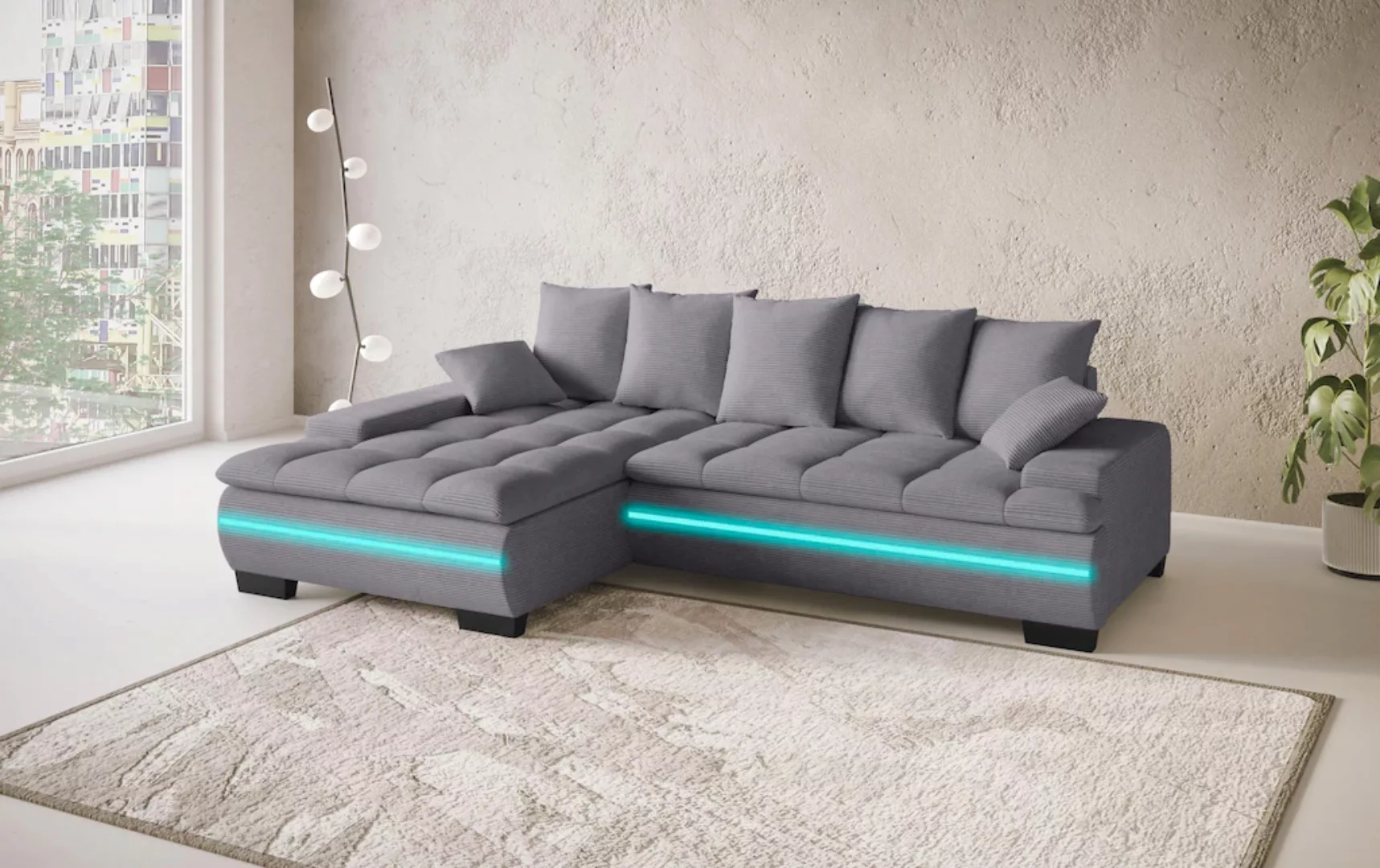 Mr. Couch Ecksofa "Haiti II, L-Form", RGB-LED Beleuchtung, wahlweise mit Ka günstig online kaufen