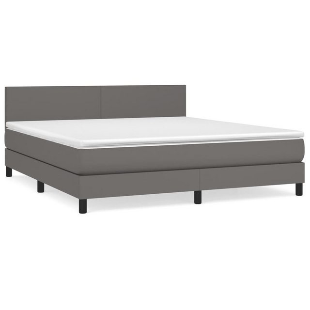 vidaXL Bettgestell Boxspringbett mit Matratze Grau 160x200 cm Kunstleder Be günstig online kaufen