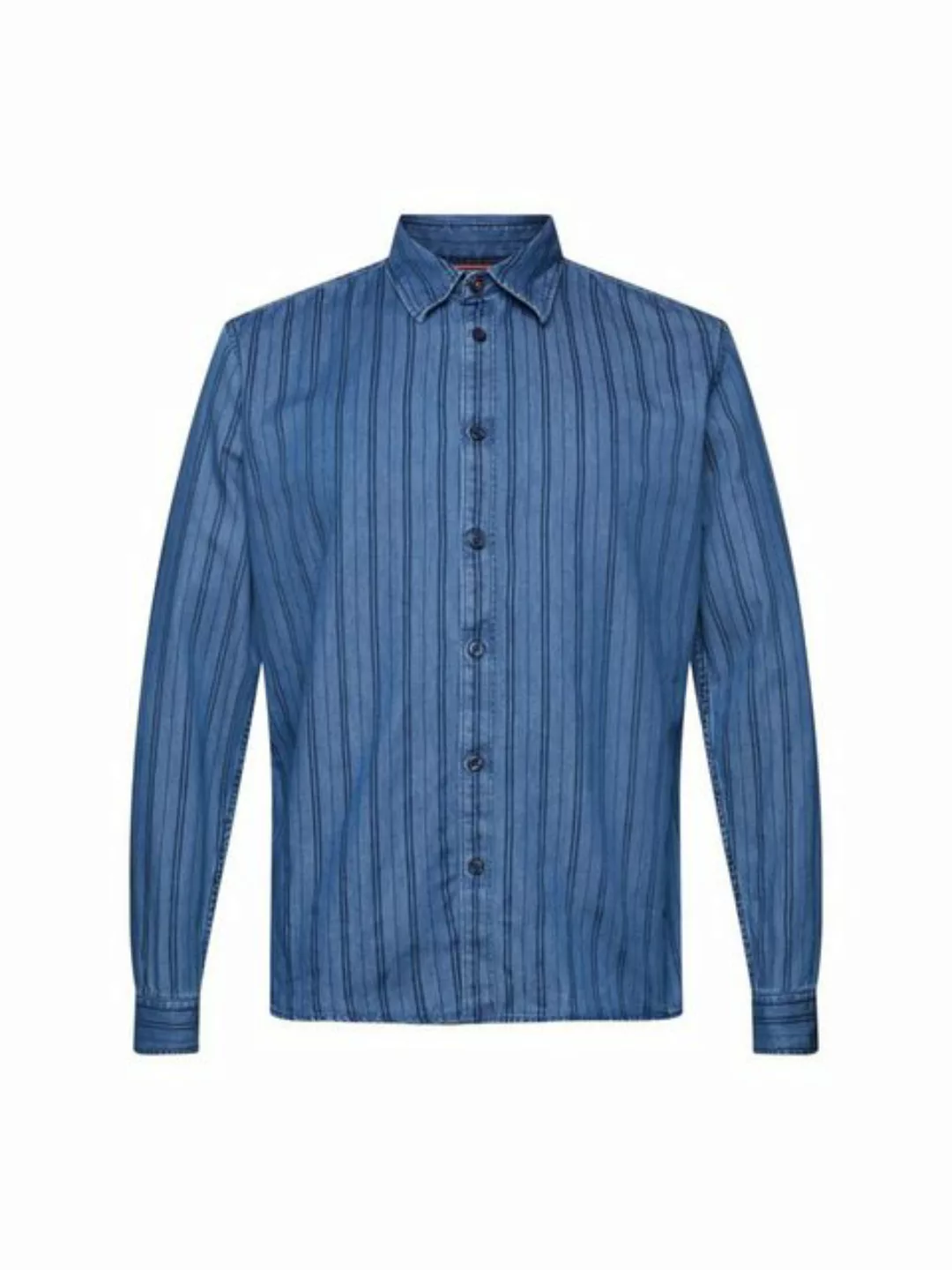 edc by Esprit Langarmhemd Schmal geschnittenes Jeanshemd mit Streifen günstig online kaufen