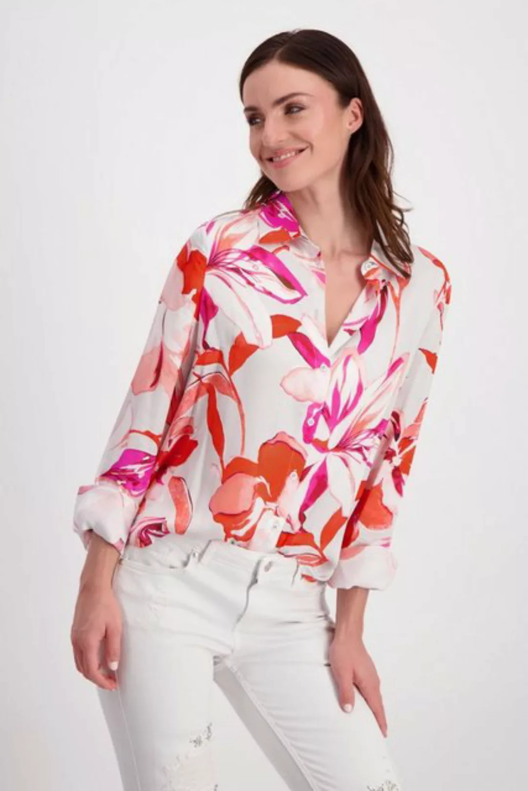 Monari Druckbluse Bluse, bright coral gemustert günstig online kaufen