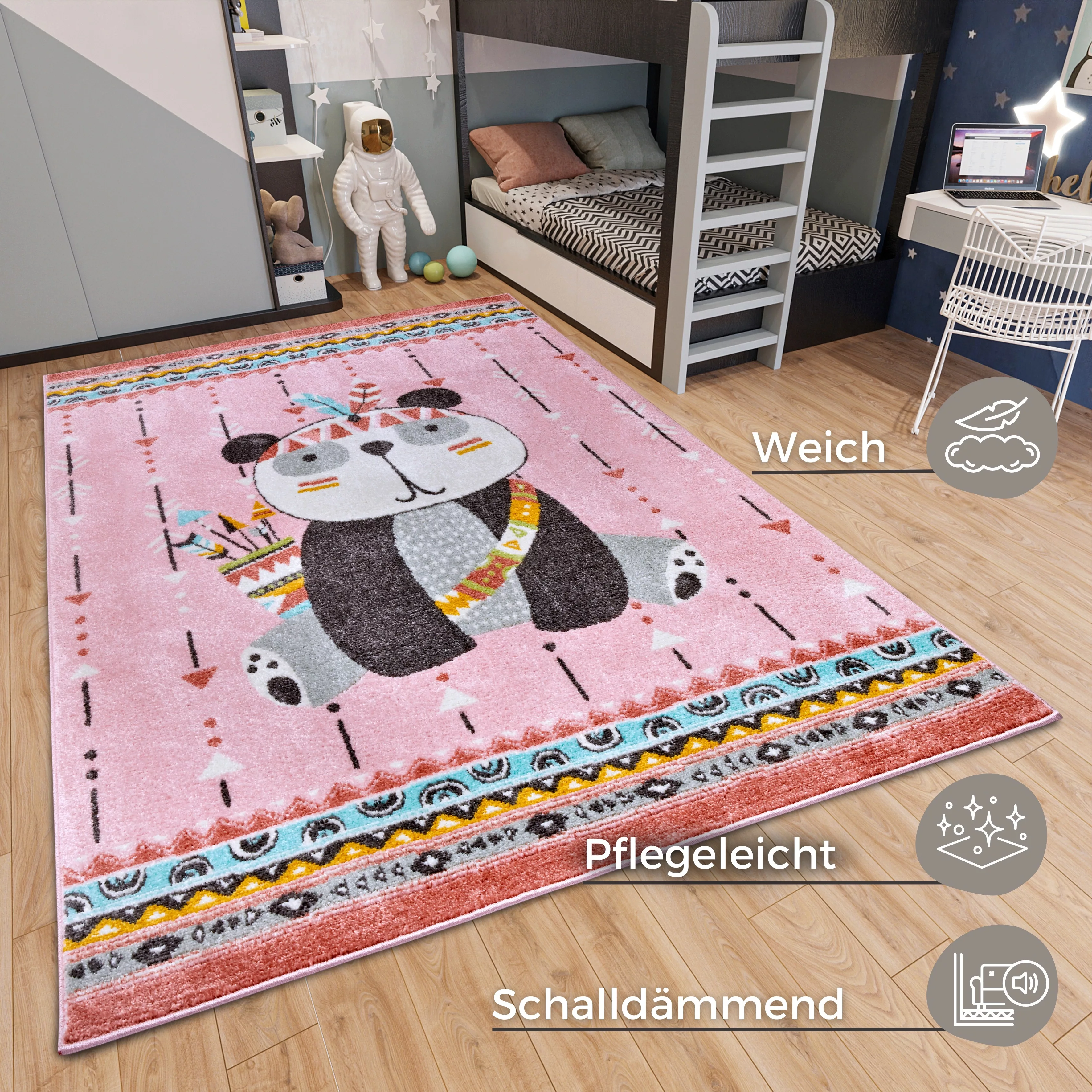 HANSE Home Kinderteppich »Adventures Panda«, rechteckig, 7 mm Höhe, Spielte günstig online kaufen