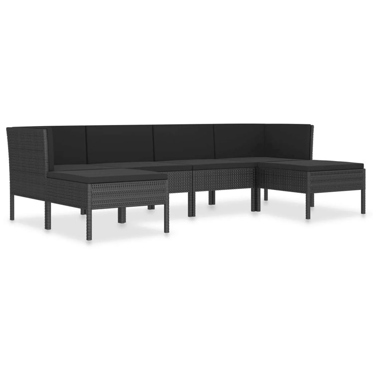 6-tlg. Garten-lounge-set Mit Auflagen Poly Rattan Schwarz günstig online kaufen