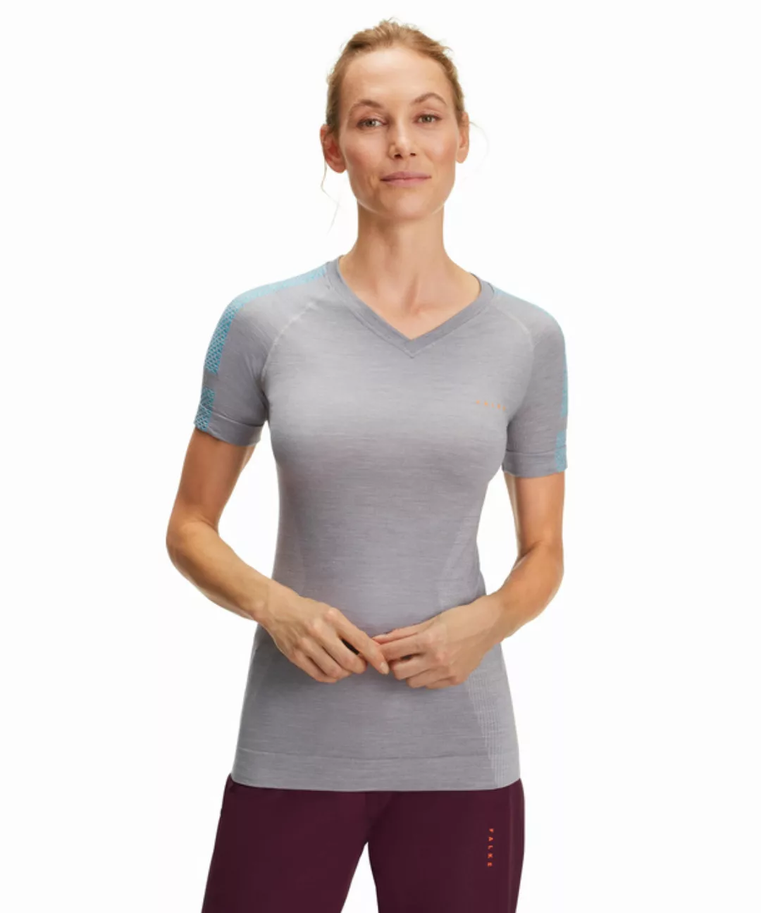 FALKE Trend Damen Kurzarmshirt Wool-Tech Light, XL, Grau, AnderesMuster, Sc günstig online kaufen