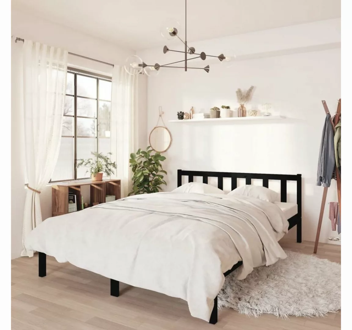 vidaXL Bett Massivholzbett Schwarz Kiefer 120x190 cm günstig online kaufen