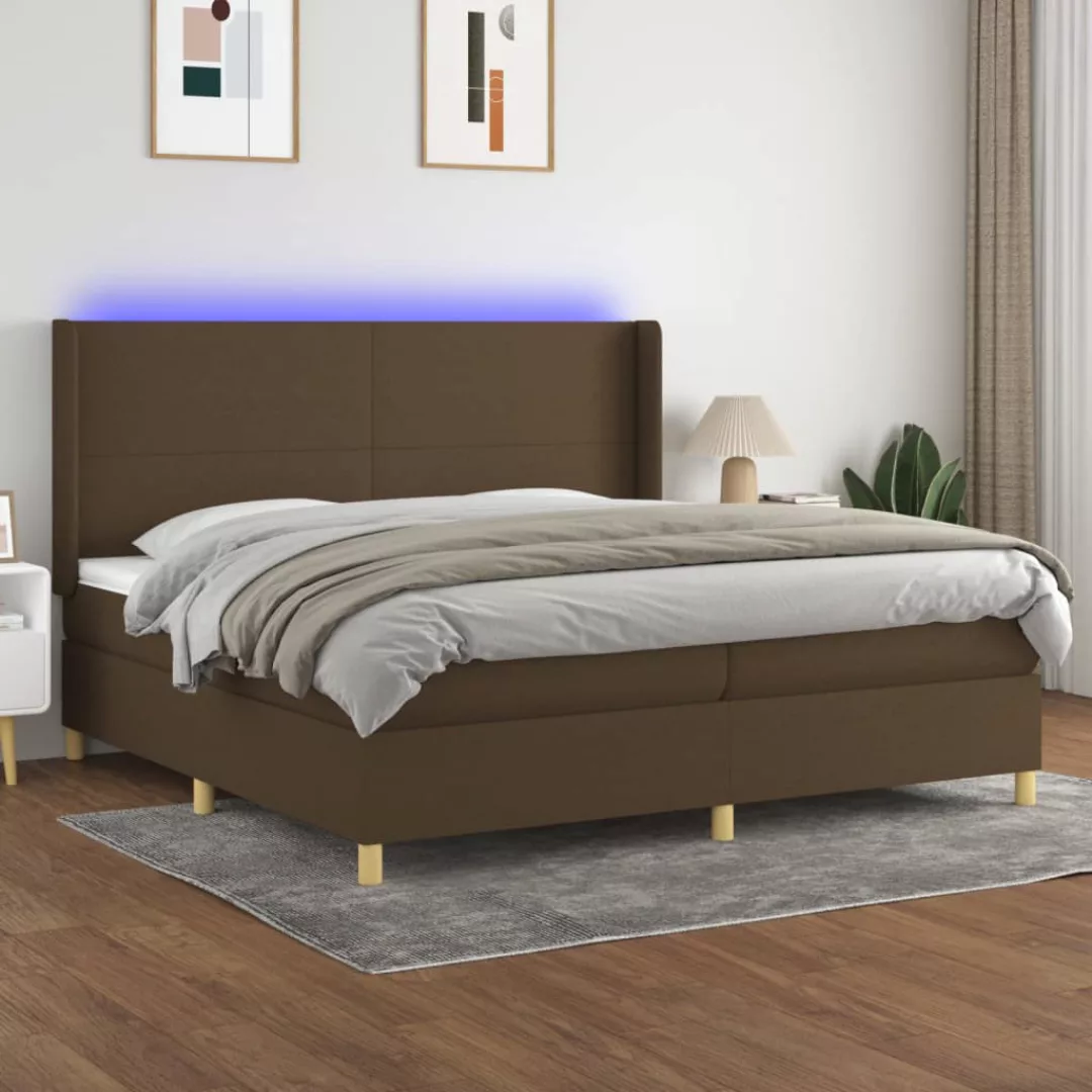 vidaXL Bettgestell Boxspringbett mit Matratze LED Dunkelbraun 200x200 cm St günstig online kaufen