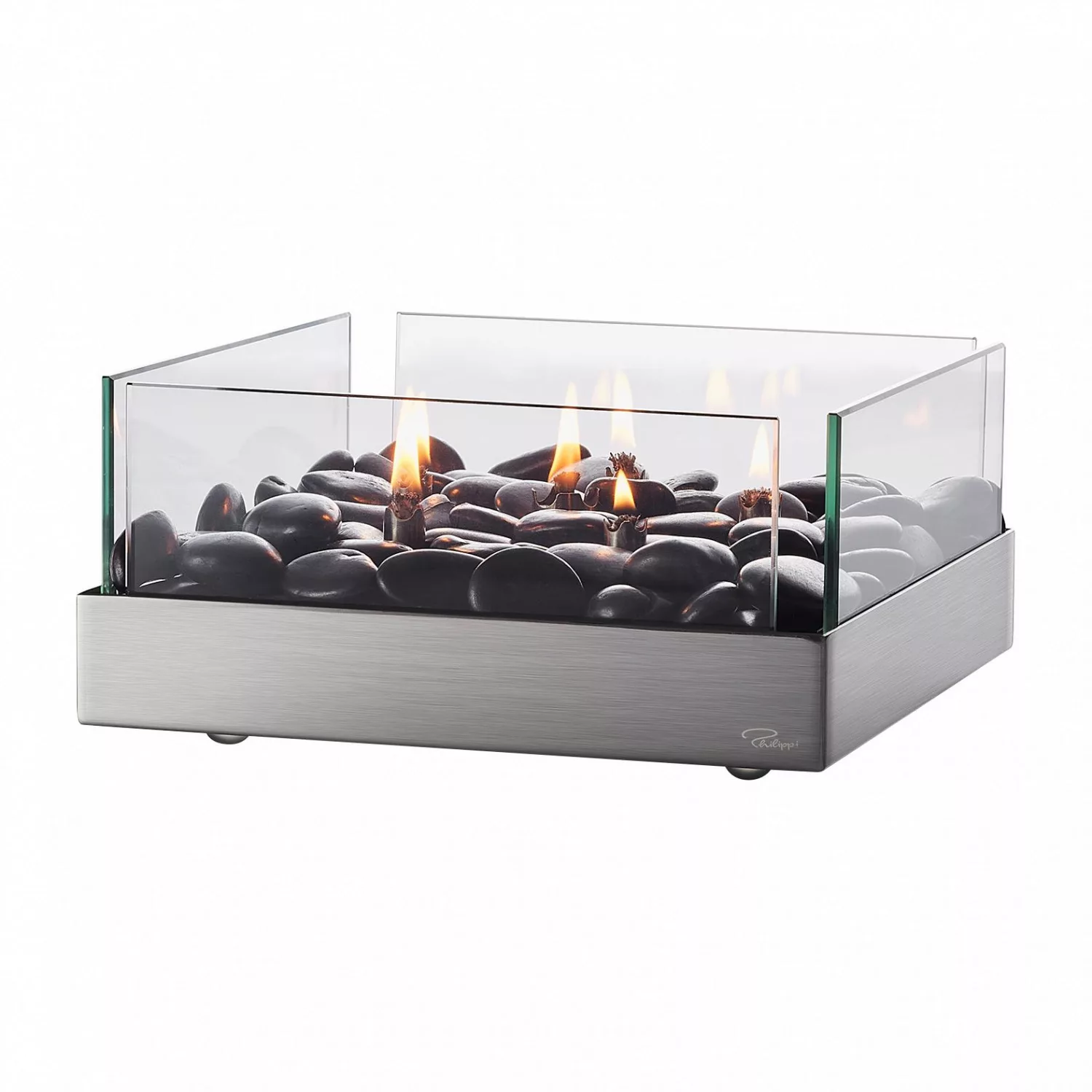 Philippi - Fireplace Tischkamin 23x23cm - edelstahl, transparent, schwarz/h günstig online kaufen