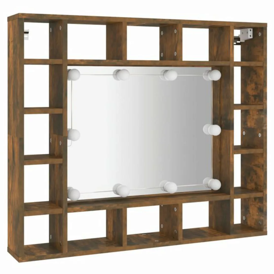 vidaXL Badezimmerspiegelschrank Spiegelschrank mit LED Räuchereiche 91x15x7 günstig online kaufen