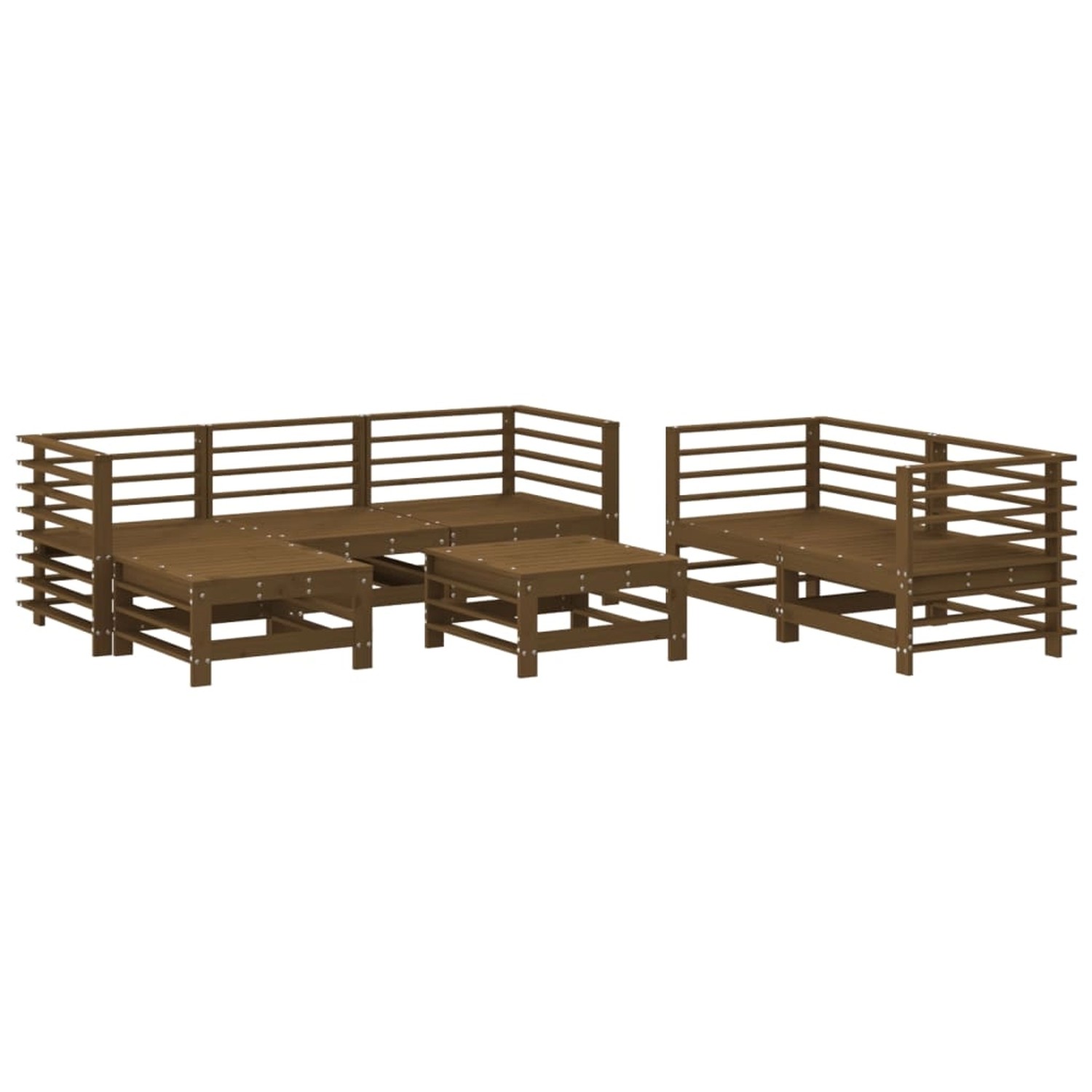 vidaXL 7-tlg Garten-Lounge-Set Honigbraun Massivholz Kiefer Modell 49 günstig online kaufen