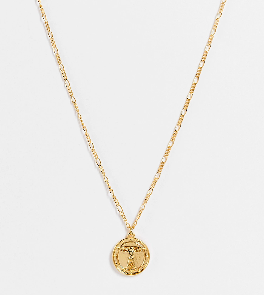 ASOS DESIGN – 14-karätig vergoldete Halskette mit Vitruvian-Anhänger-Goldfa günstig online kaufen
