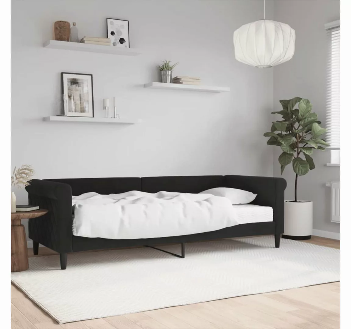 furnicato Bett Tagesbett mit Matratze Schwarz 80x200 cm Samt günstig online kaufen