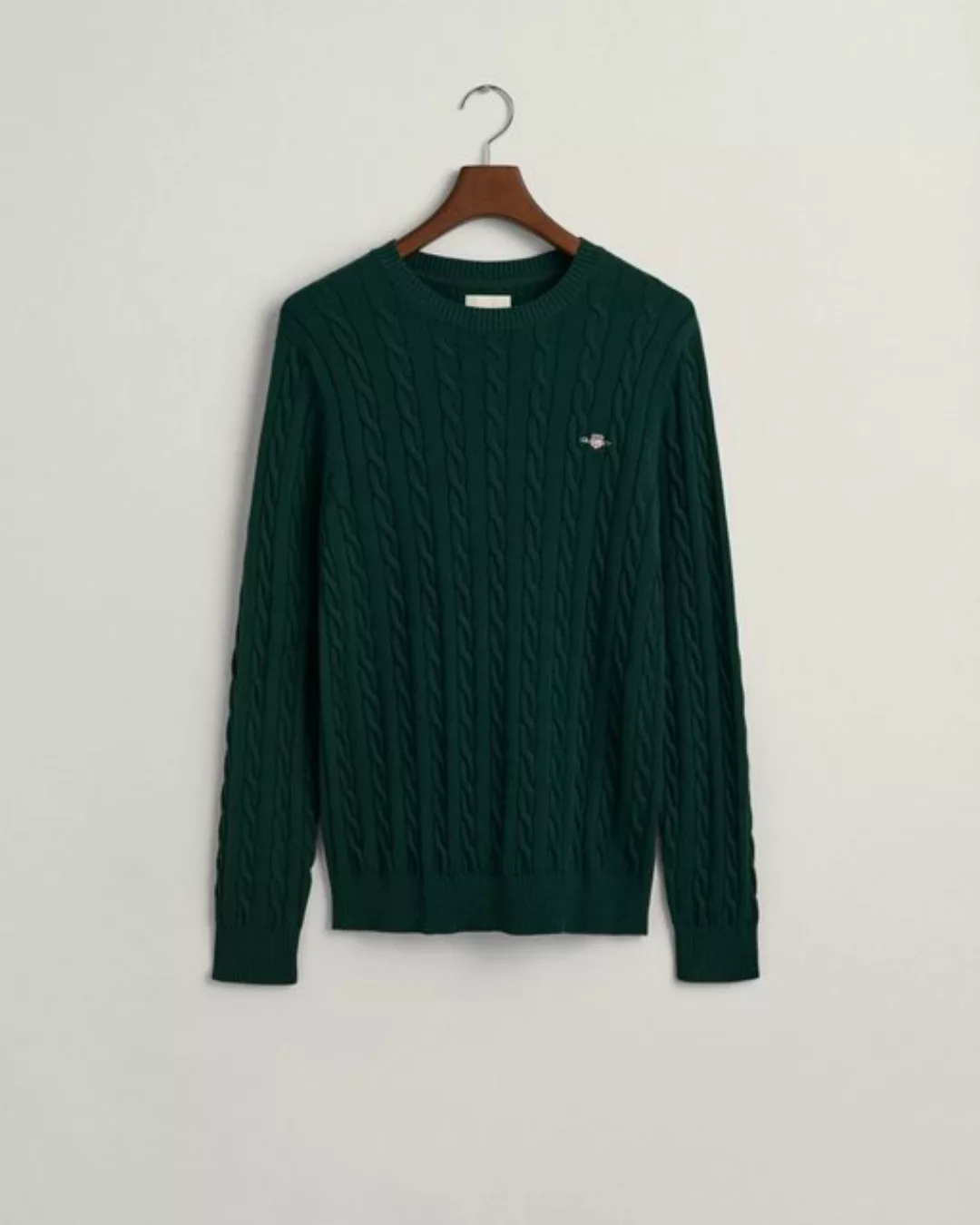 Gant Sweatshirt COTTON CABLE C-NECK, TARTAN GREEN günstig online kaufen