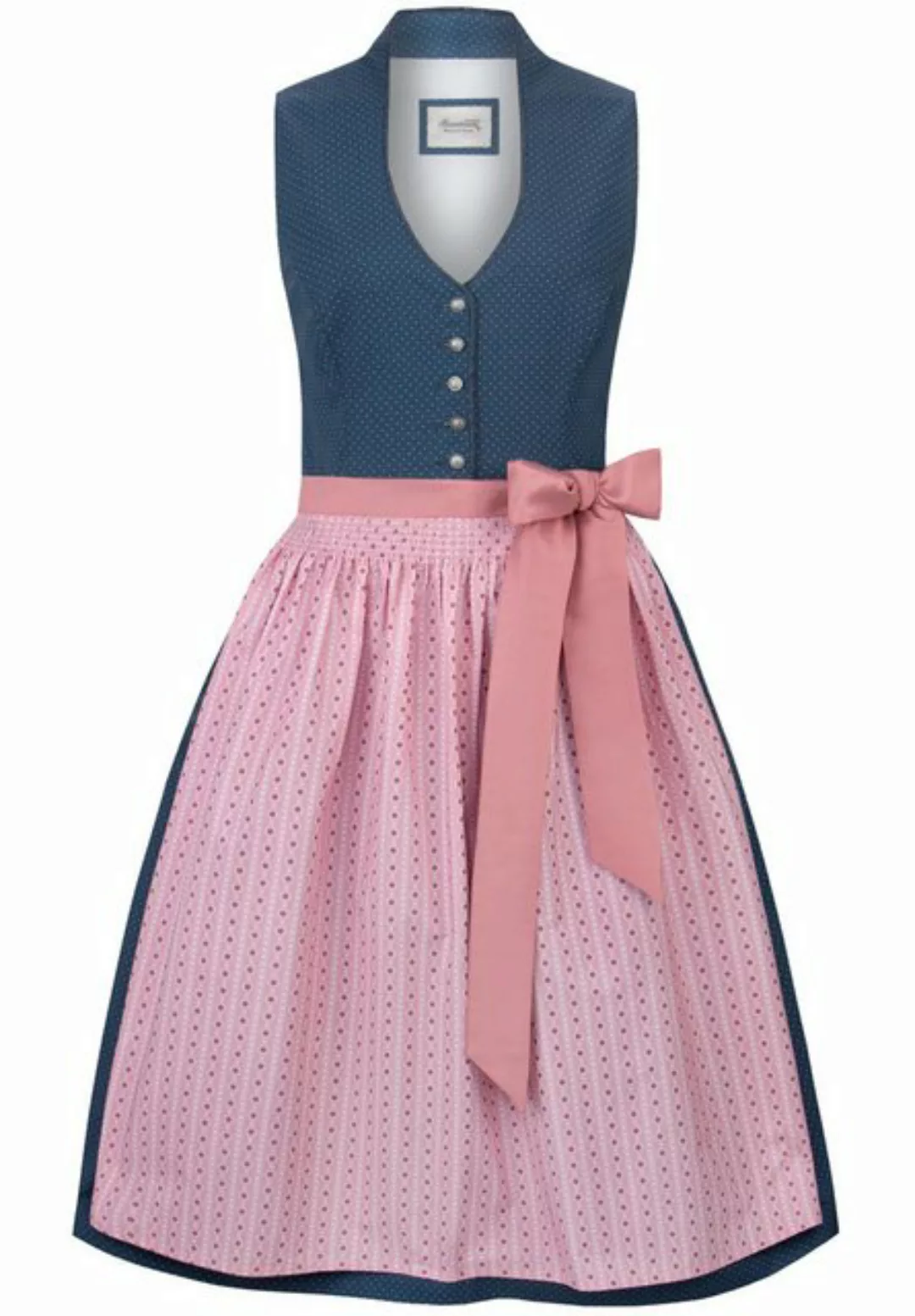 Ramona Lippert Dirndl Marianne blau rosa Rocklänge 70 cm günstig online kaufen