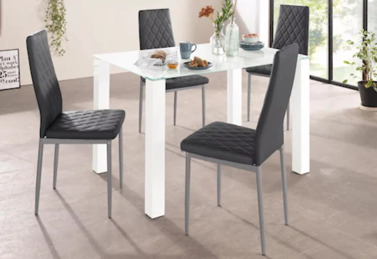 INOSIGN Essgruppe, (Set, 5 tlg.), mit Glastisch, Breite 120 cm günstig online kaufen