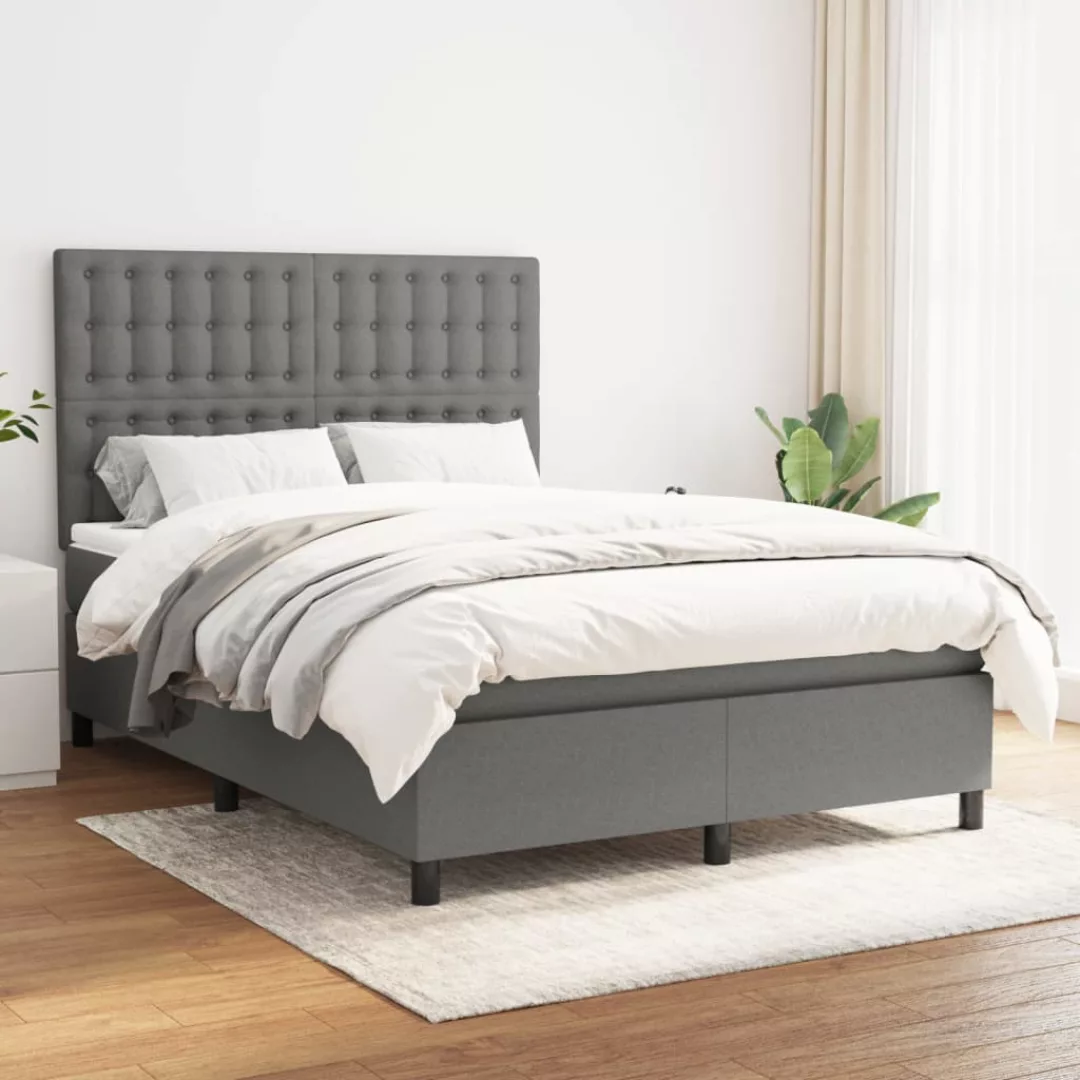 Vidaxl Boxspringbett Mit Matratze Dunkelgrau 140x200 Cm Stoff günstig online kaufen