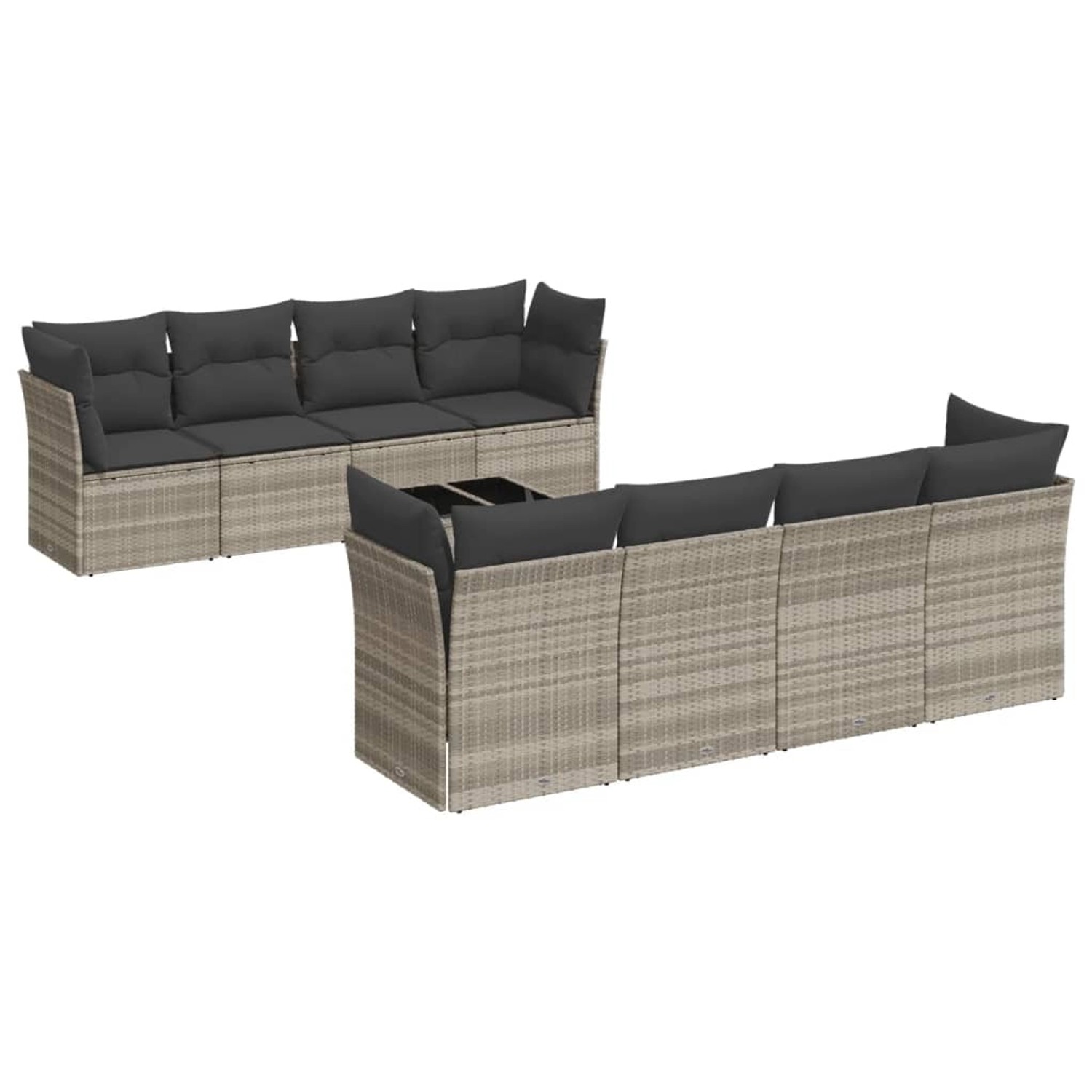 vidaXL 9-Tlg Garten-Sofagarnitur mit Kissen Hellgrau Poly Rattan 3249151 günstig online kaufen