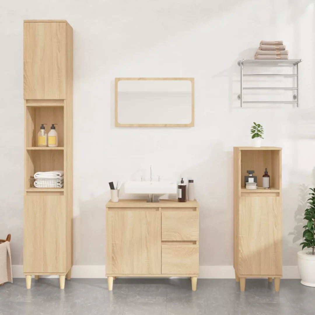 Vidaxl 3-tlg. Badmöbel-set Sonoma-eiche Holzwerkstoff günstig online kaufen