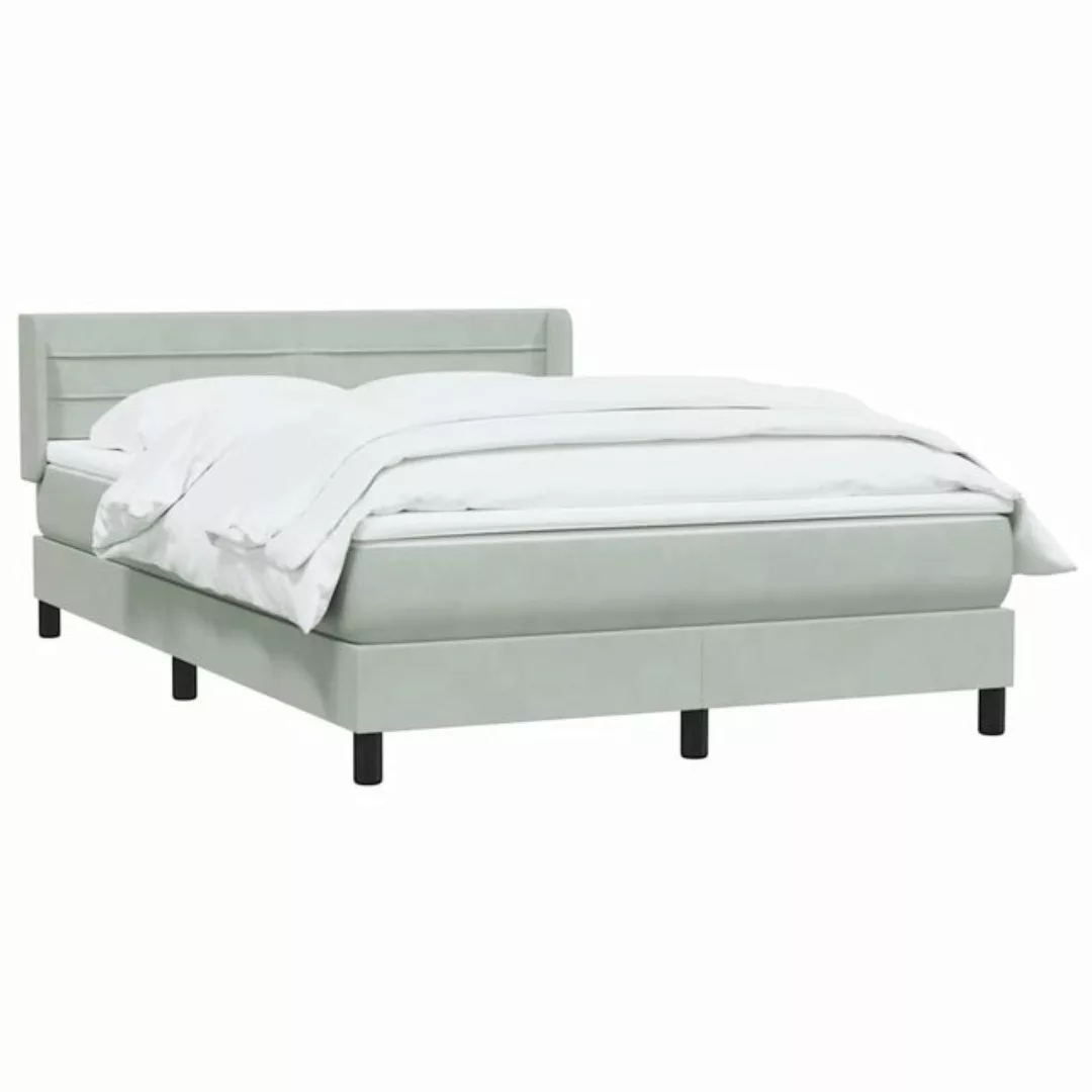 vidaXL Bett Boxspringbett mit Matratze Hellgrau 160x210 cm Samt günstig online kaufen