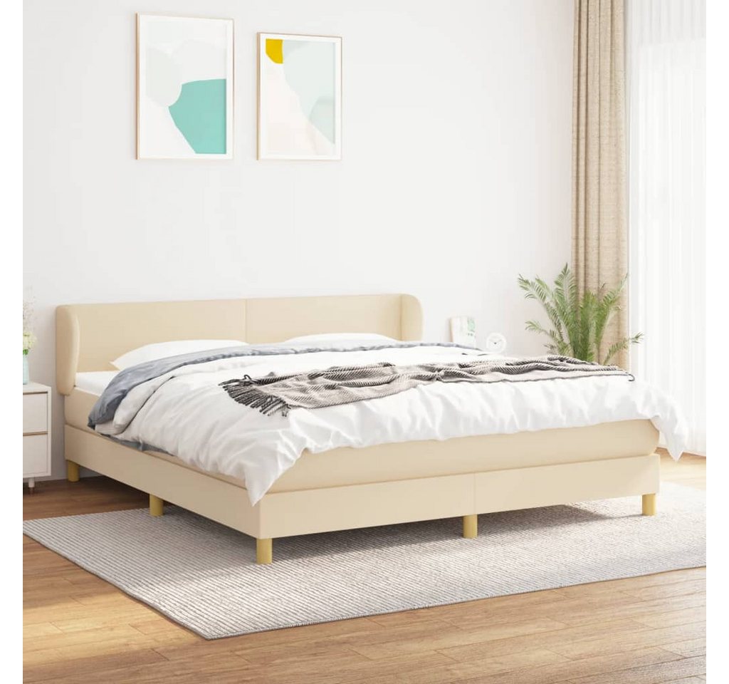 vidaXL Boxspringbett Boxspringbett mit Matratze Creme 160x200 cm Stoff Bett günstig online kaufen