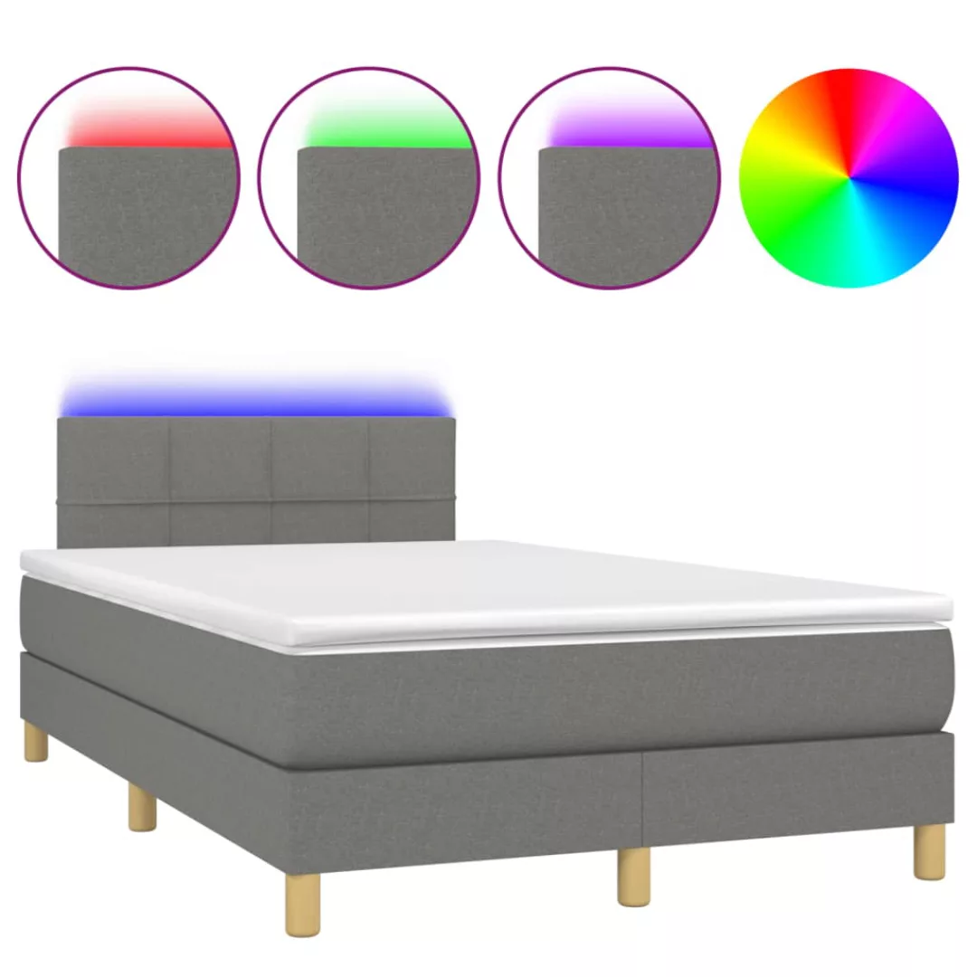 Vidaxl Boxspringbett Mit Matratze & Led Dunkelgrau 120x200 Cm Stoff günstig online kaufen