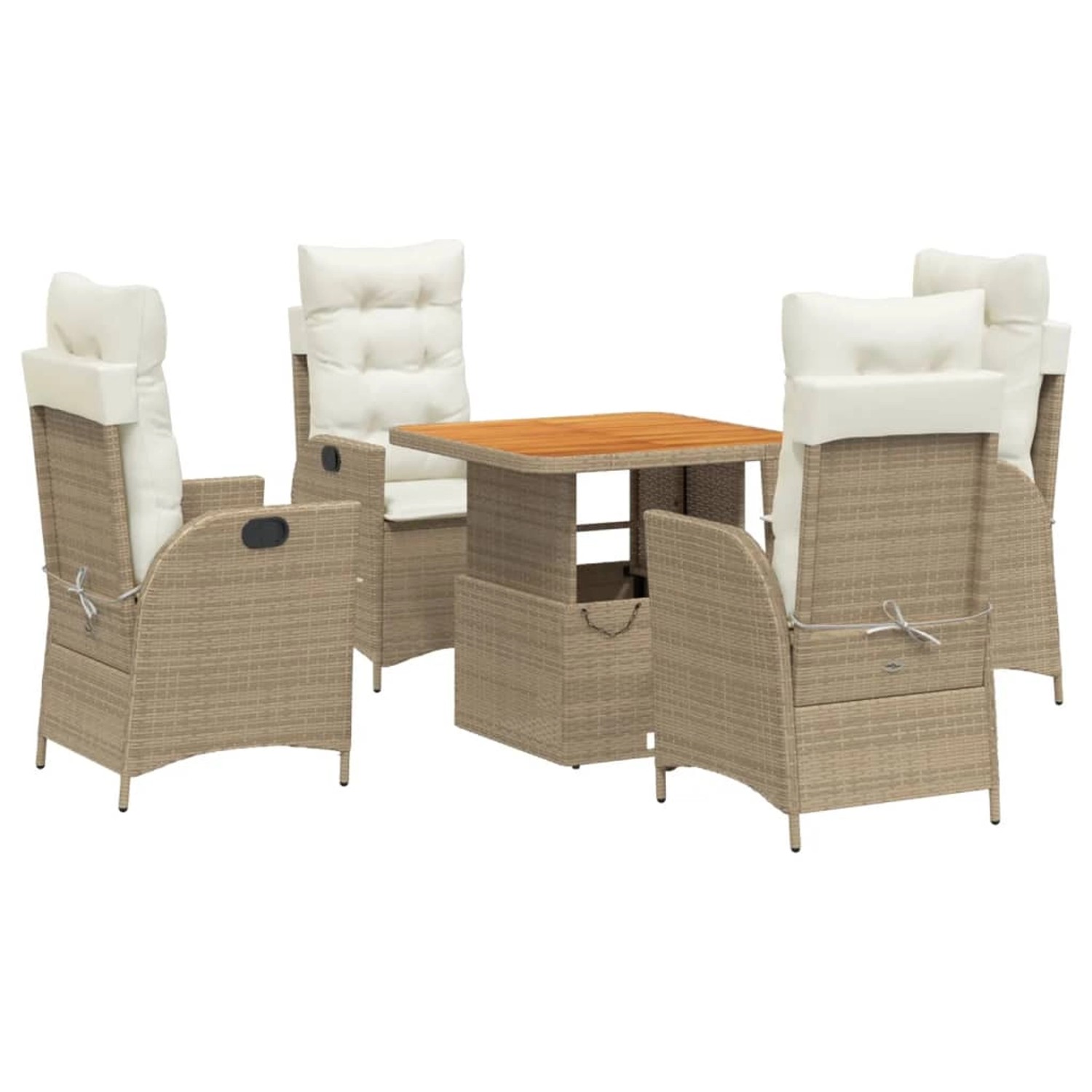 vidaXL 5-Tlg Garten-Essgruppe mit Kissen Beige Poly Rattan 3277470 günstig online kaufen