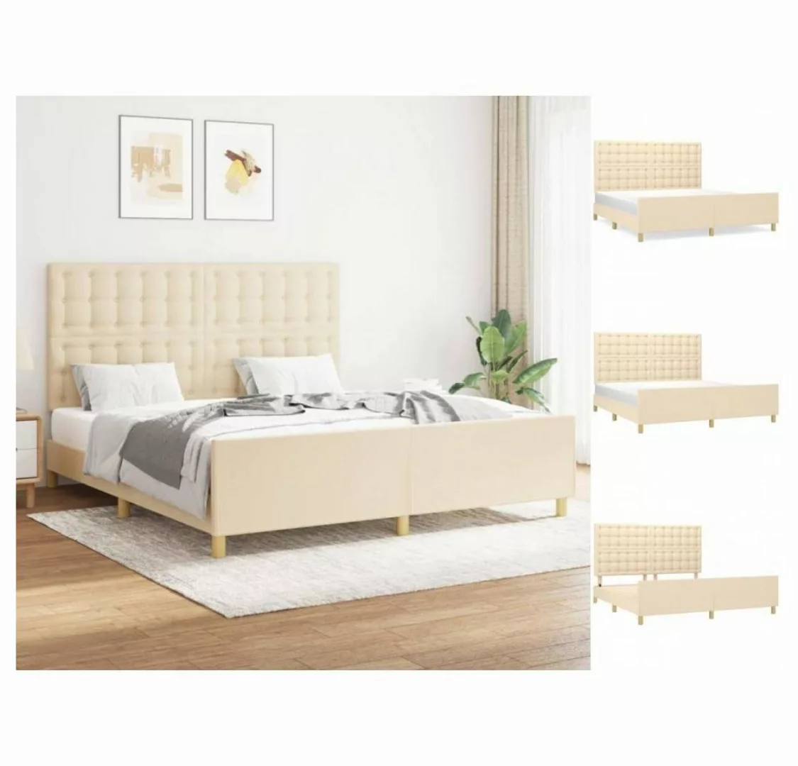 vidaXL Bettgestell Bettrahmen mit Kopfteil Creme 160x200 cm Stoff Bett Bett günstig online kaufen