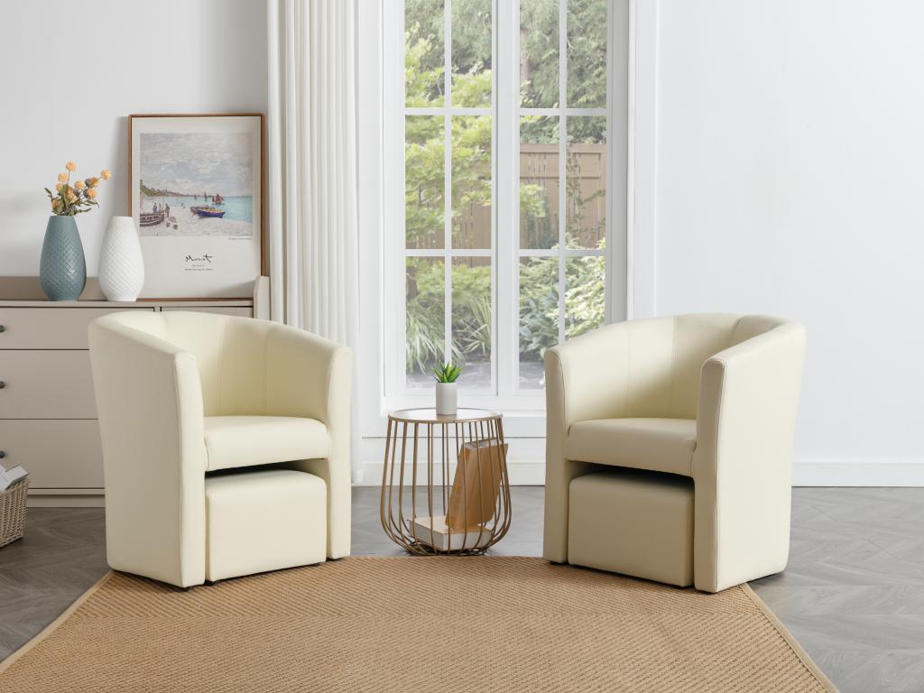 Lounge-Sessel & Hocker - Kunstleder - Beige - JOVANA günstig online kaufen