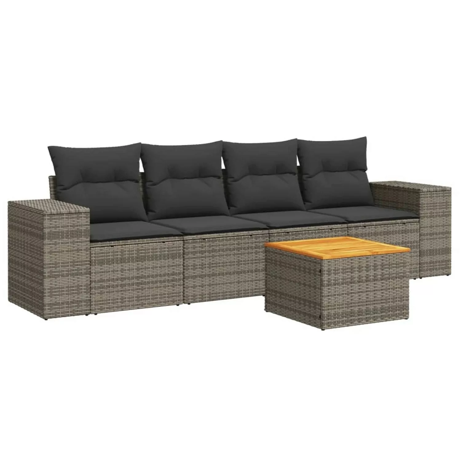 vidaXL 5-tlg Garten-Sofagarnitur mit Kissen Grau Poly Rattan Modell 32 günstig online kaufen