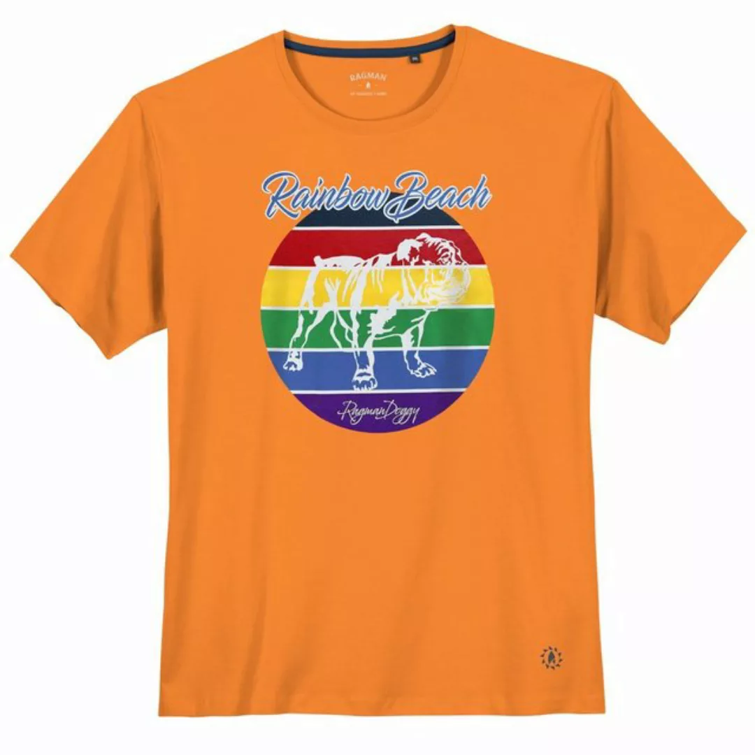 RAGMAN Rundhalsshirt Große Größen Herren T-Shirt orange Print Rainbow Beach günstig online kaufen