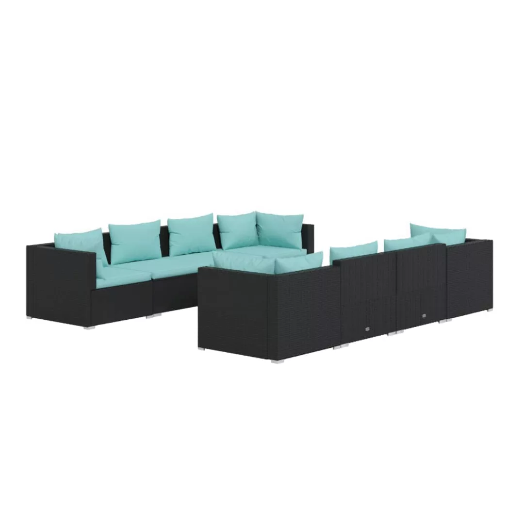 Vidaxl 9-tlg. Garten-lounge-set Mit Kissen Poly Rattan Schwarz günstig online kaufen