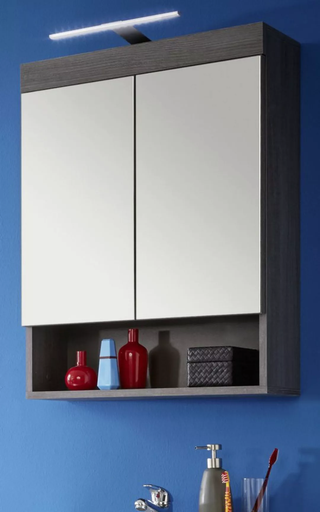 trendteam Spiegelschrank Runner (Badschrank in grau Rauchsilber, 58 x 75 cm günstig online kaufen