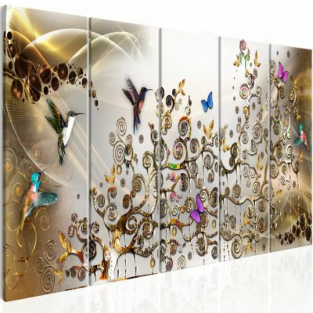 artgeist Wandbild Hummingbirds Dance (5 Parts) Gold Narrow weiß/gold Gr. 20 günstig online kaufen