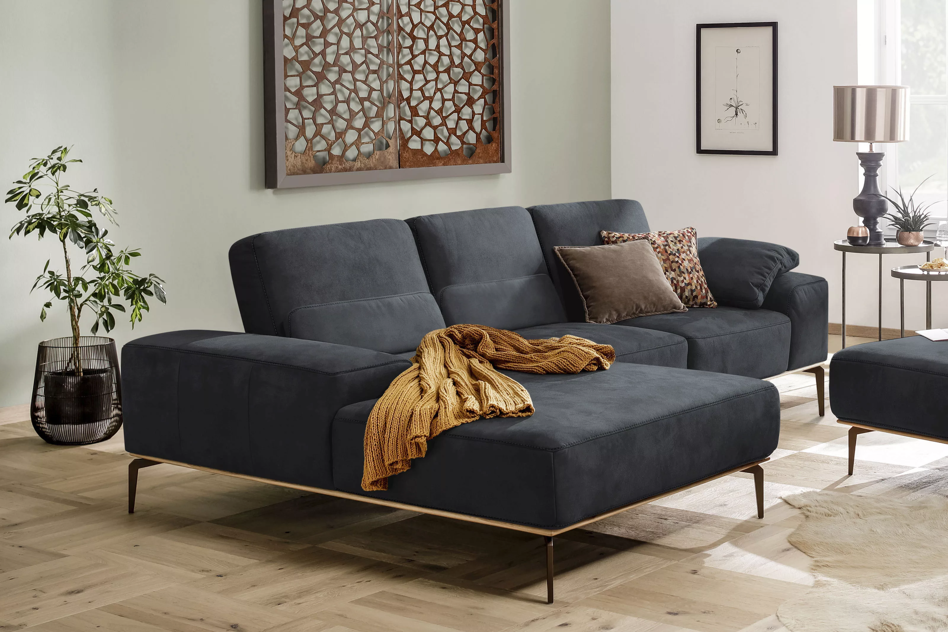 W.SCHILLIG Ecksofa run, mit Holzsockel, Füße in Bronze pulverbeschichtet, B günstig online kaufen